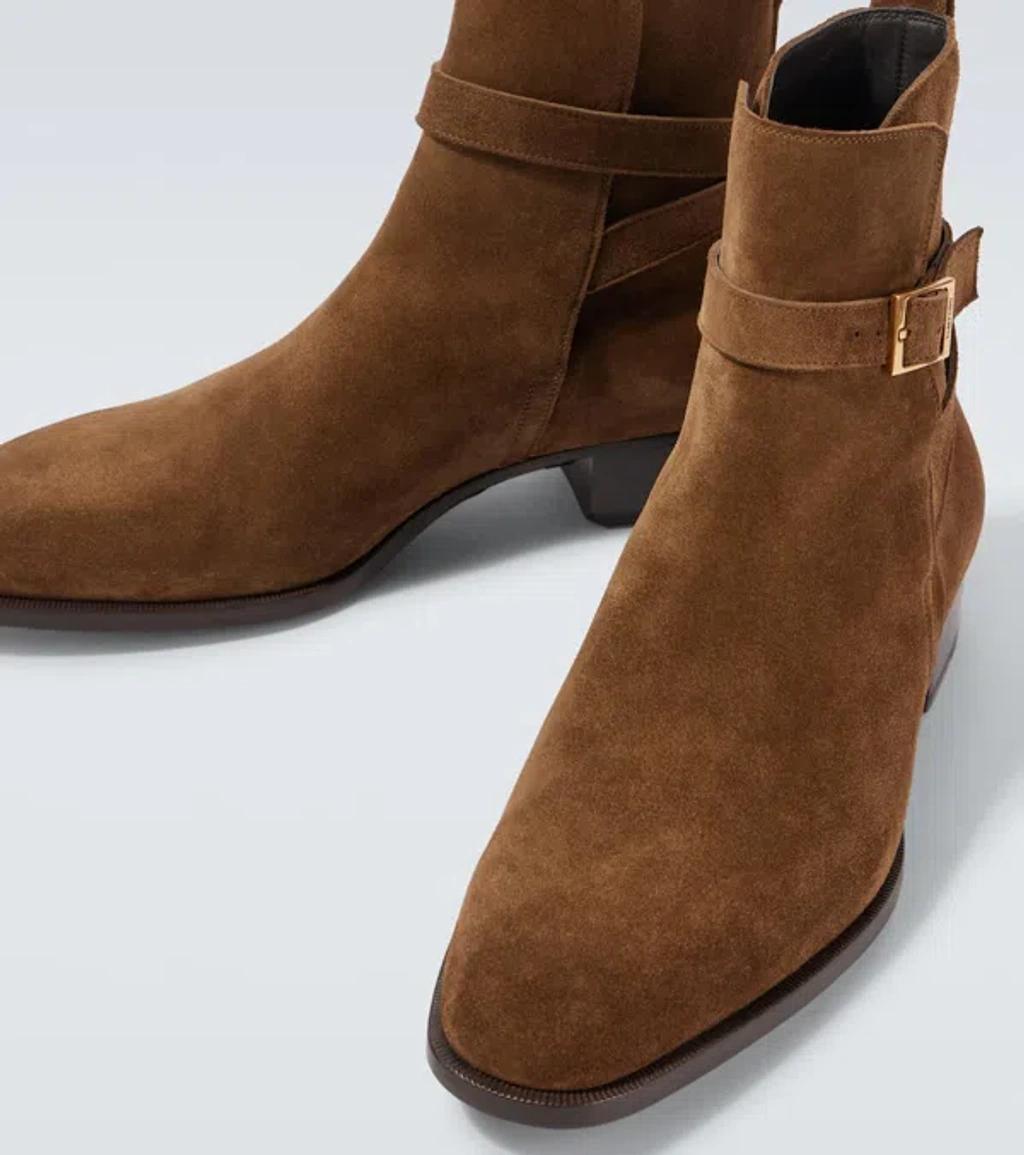 TOM FORD Hainaut Suede Chelsea Boots In Burgundy Product Image