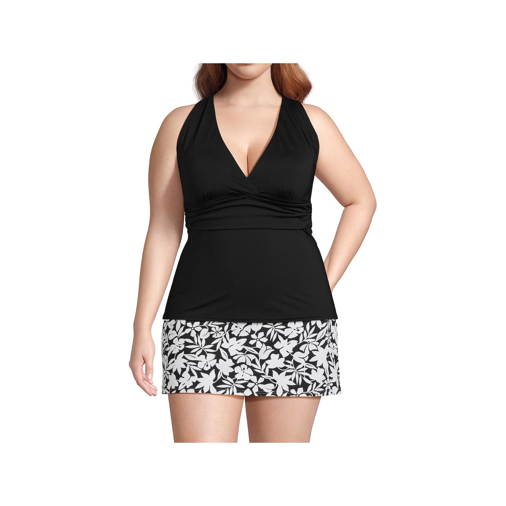 Plus Size Lands' End V-Neck Plunge X Back Tankini Swim Top, Women's, Size: 2XL, Garden Floral Product Image
