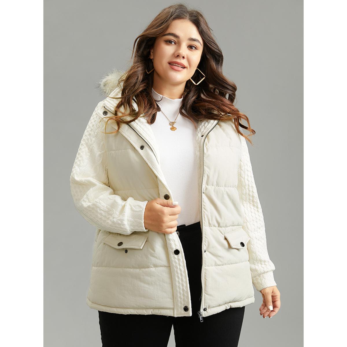 Plus Size Women Dailywear Plain Lined No stretch 10/M Pocket Casual Quilted Jackets BloomChic Product Image