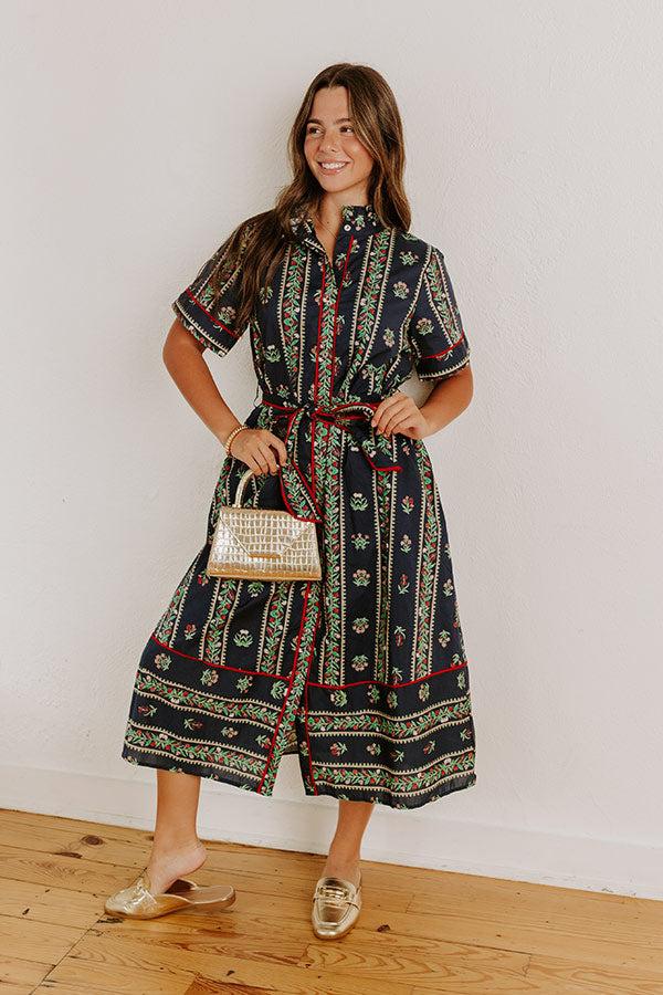 Rosewood Fields Floral Midi Dress in Navy Product Image