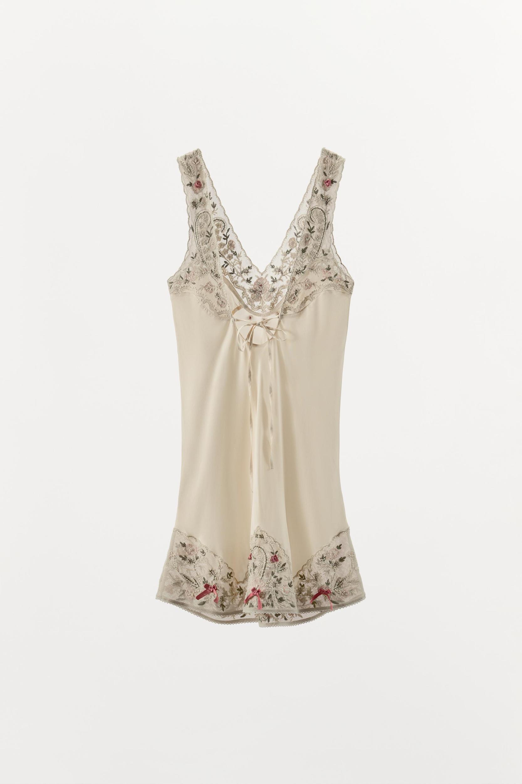 COMBINATION TULLE EMBROIDERED DRESS WITH BEADING Product Image