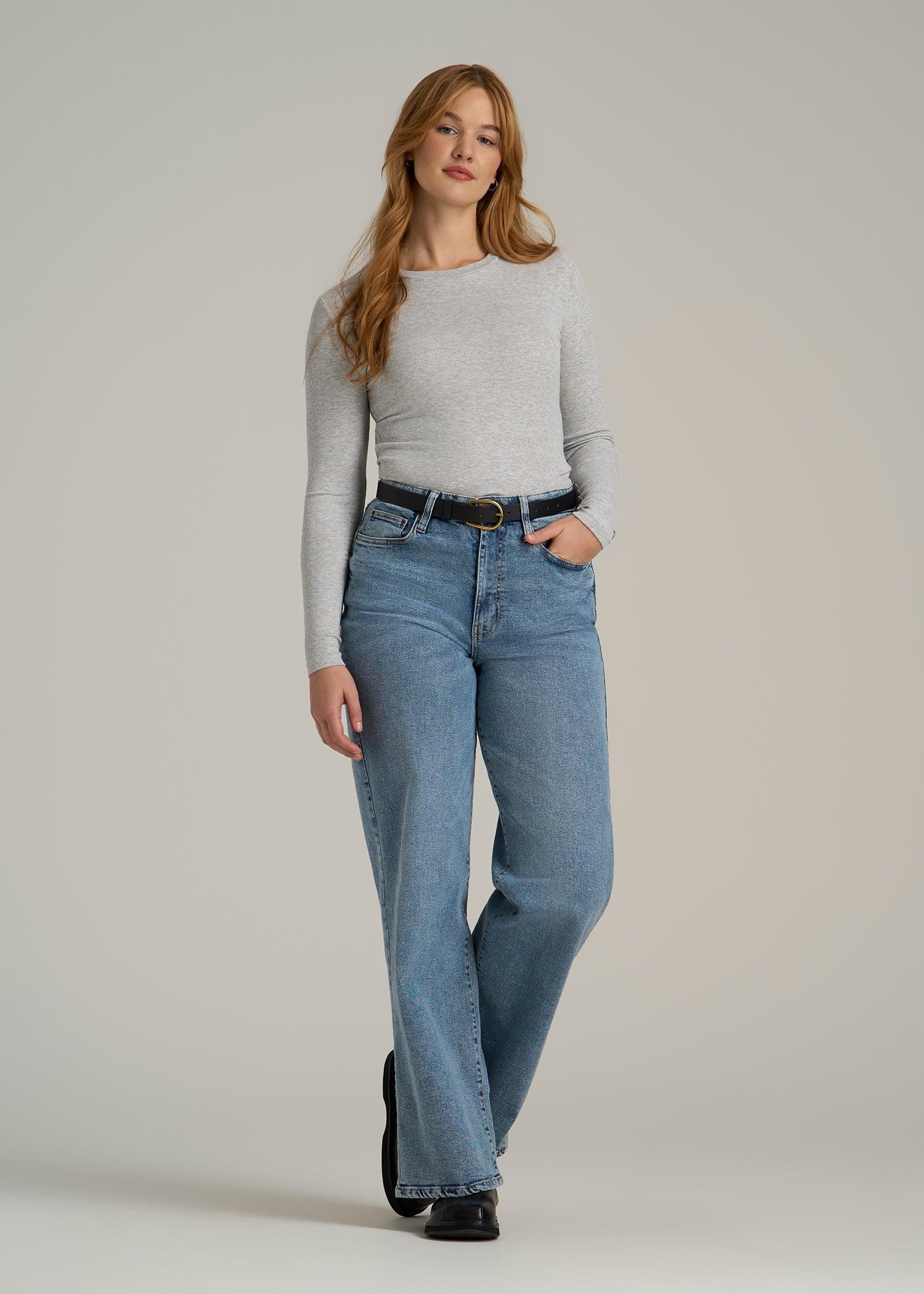 FITTED Ribbed Long Sleeve Tee for Tall Women in Grey Mix Female Product Image