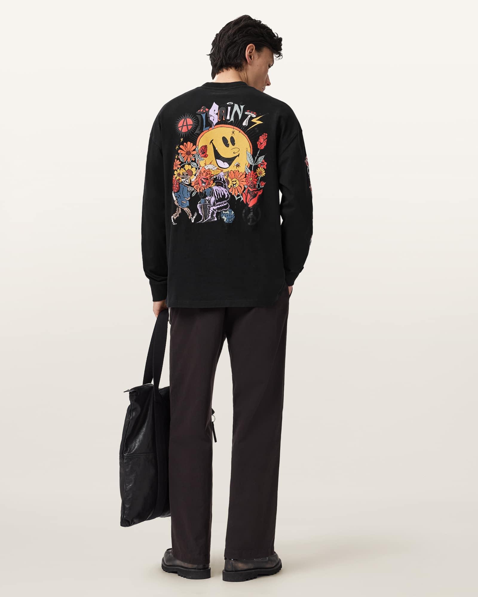 Gardens Oversized Graphic T-Shirt Washed Black | ALLSAINTS US Product Image