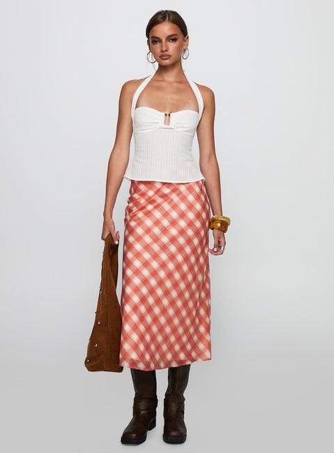 Living Color Maxi Skirt Orange Gingham Product Image
