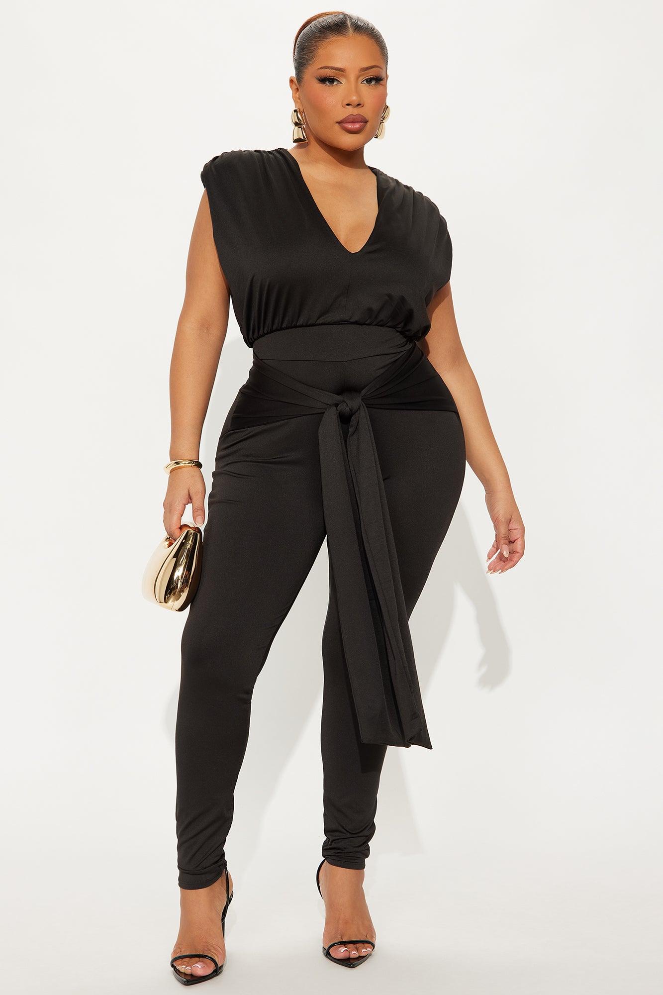 The Edit Short Sleeve Skinny Jumpsuit - Black Female Product Image
