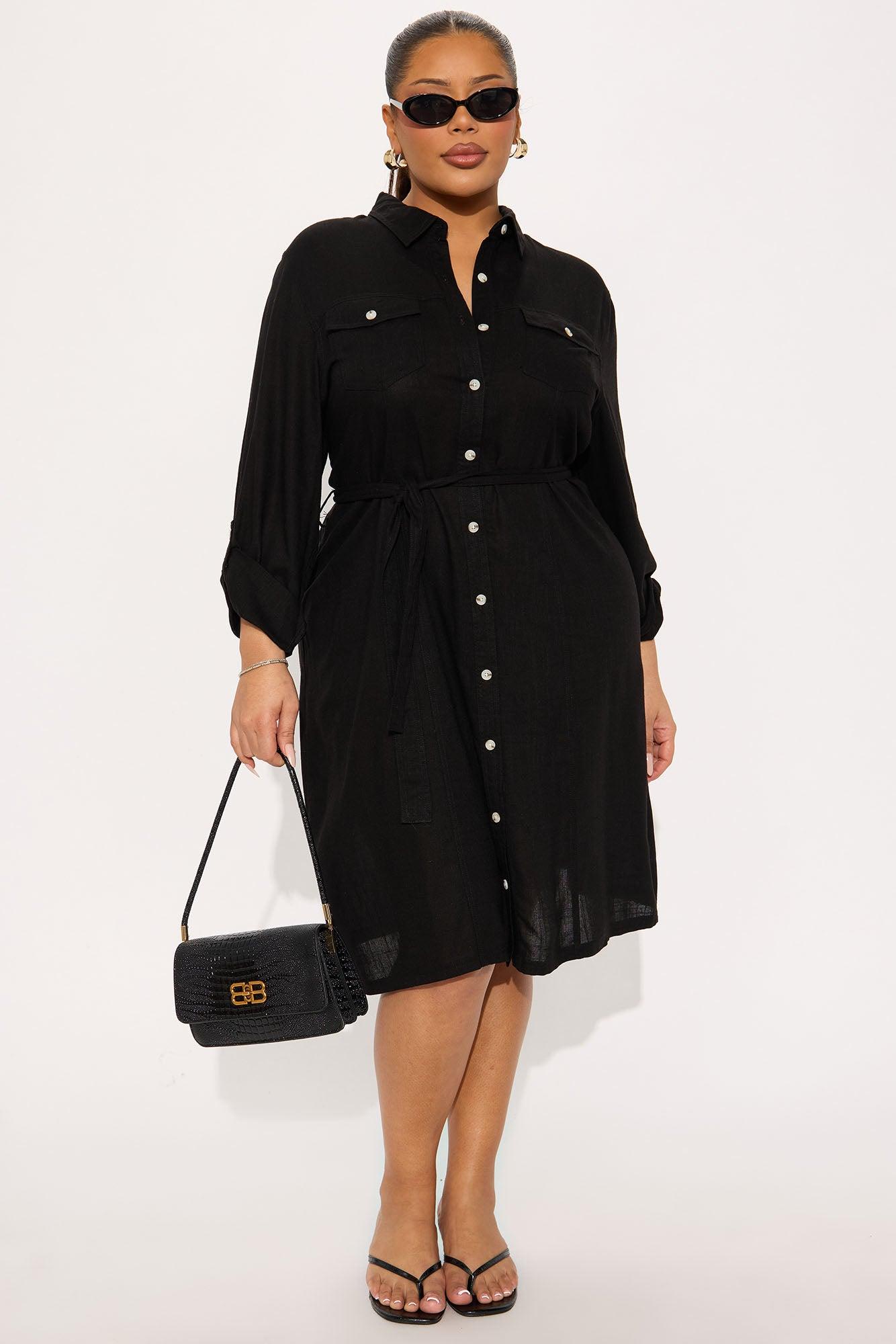 Heidi Linen Midi Dress - Black Product Image