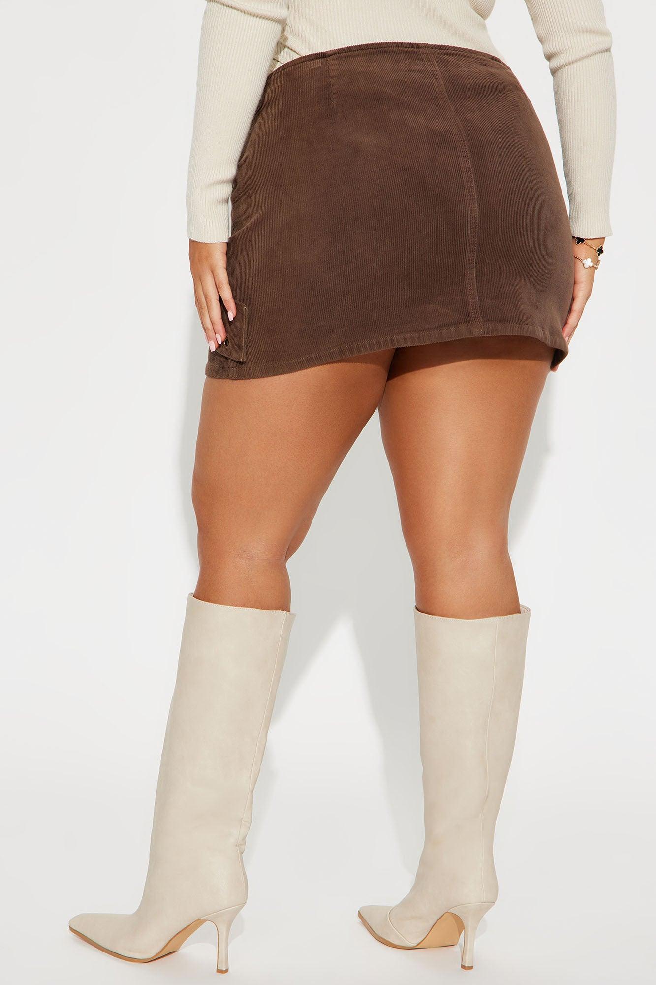 Feeling It Corduroy Mini Skirt - Brown Product Image