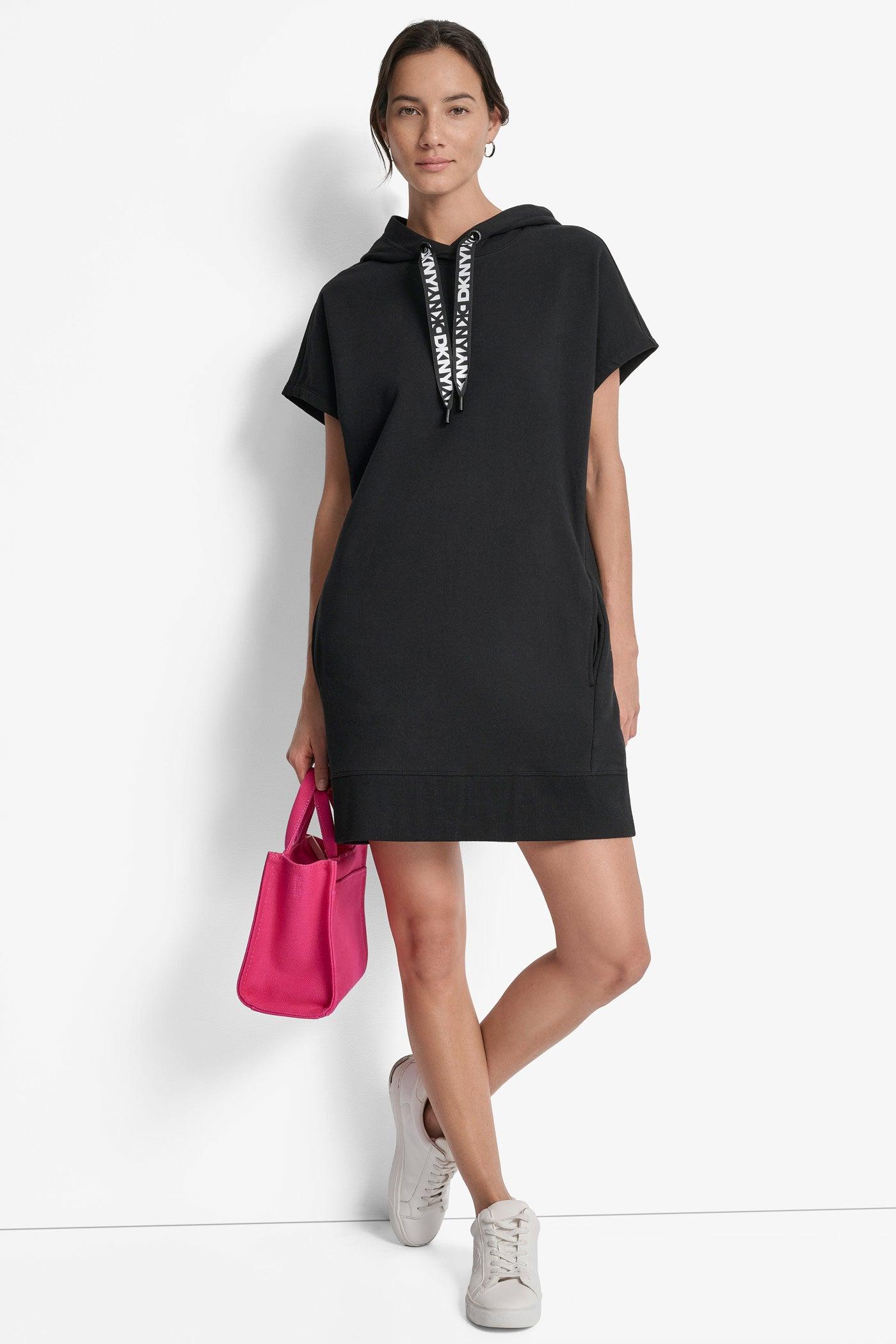 LOGO DRAWSTRING MINI HOODIE DRESS Product Image