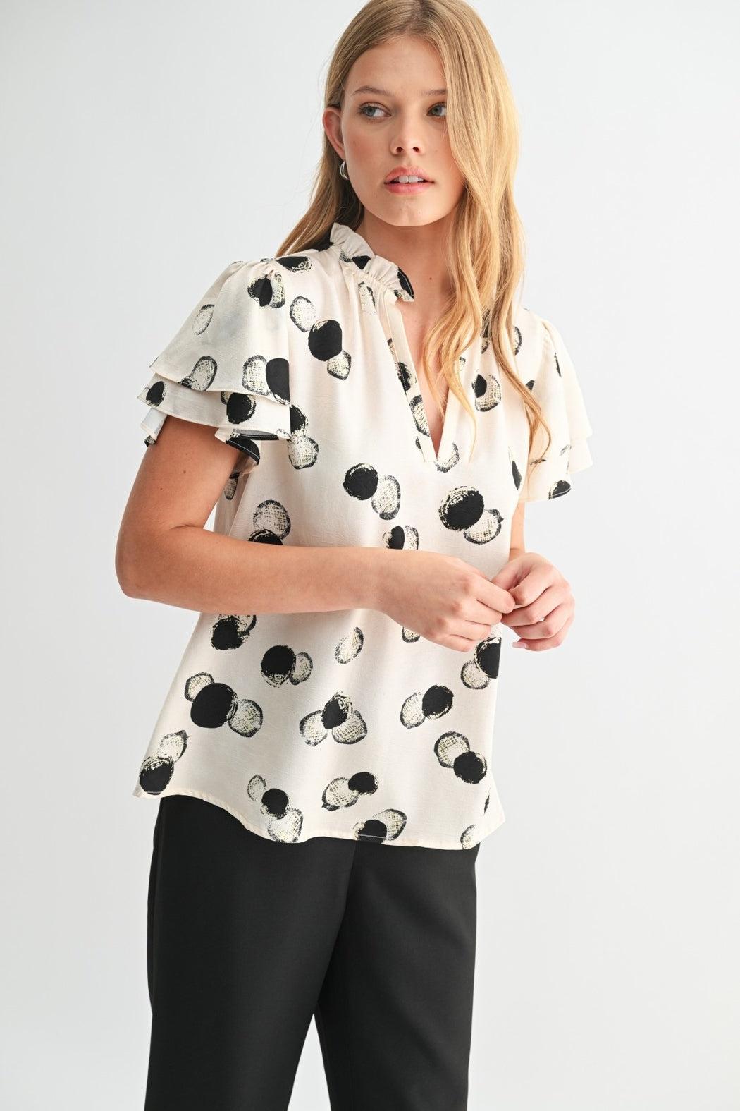 Dotty Ruffle Blouse Product Image