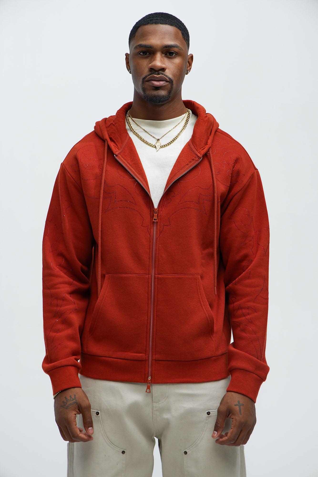 Tyson Western Zip Up Hoodie - Red Product Image