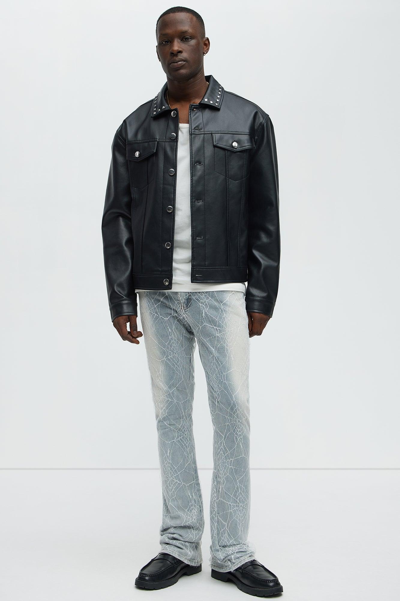 Stacked Skinny Flare Laced Jeans - Light Wash Male Product Image