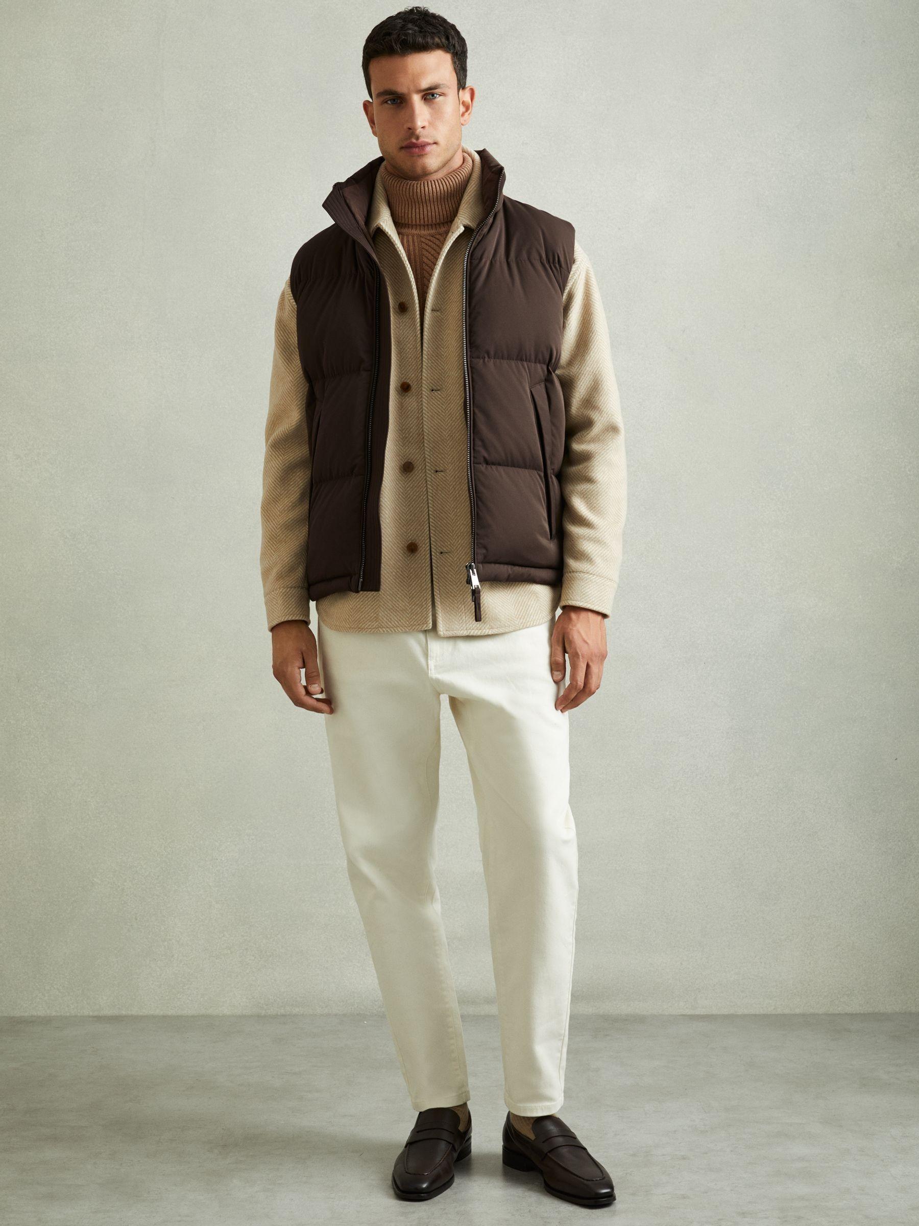 Wool Blend Herringbone Twill Overshirt in Oatmeal Product Image