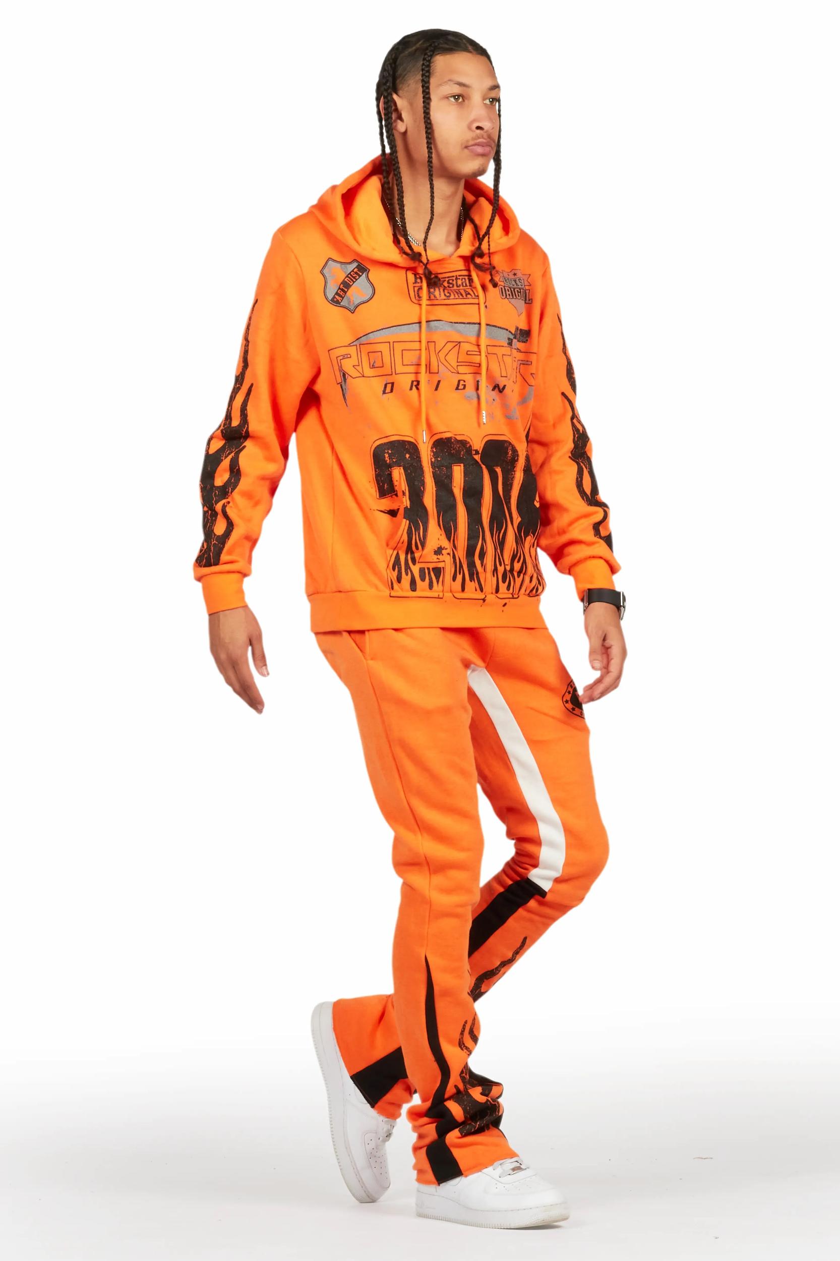 Amos Orange Hoodie/Stacked Flare Track Set Male Product Image