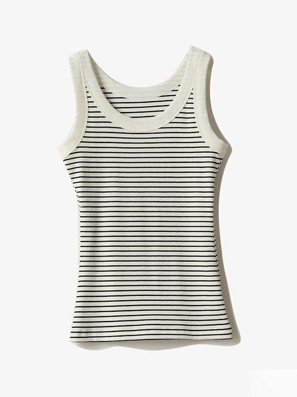 Striped Print U Neck Tank Top Product Image