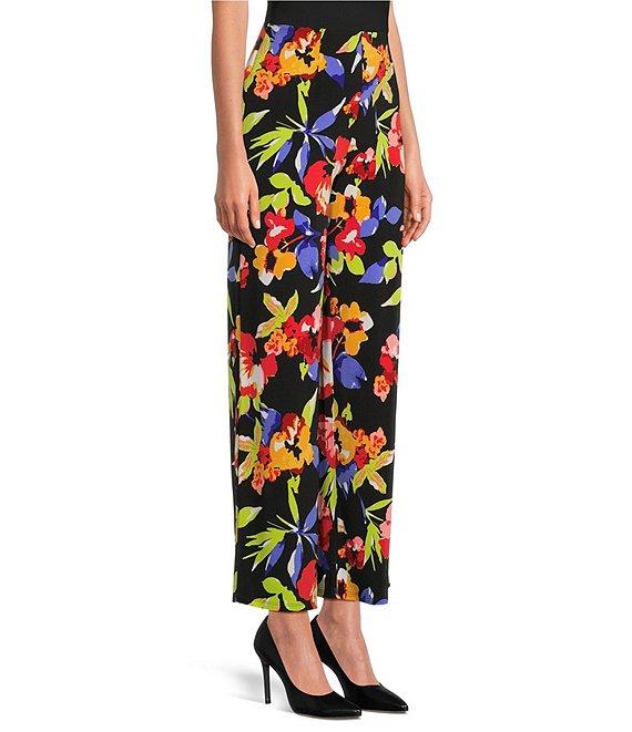 Slim Factor by Investments Spring Bloom Print No Waist Straight Leg Pants Product Image