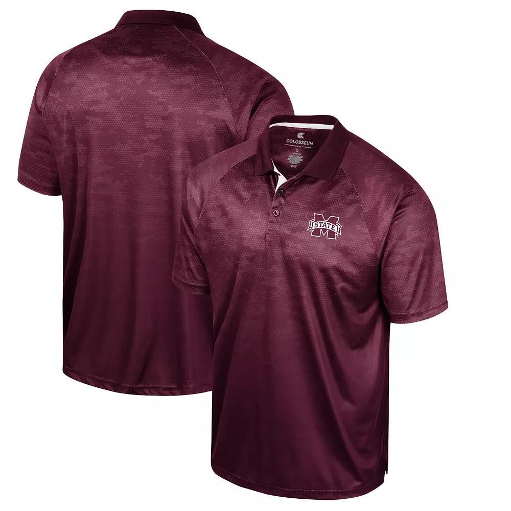 Men's Colosseum Maroon Mississippi State Bulldogs Honeycomb Raglan Polo,  Product Image