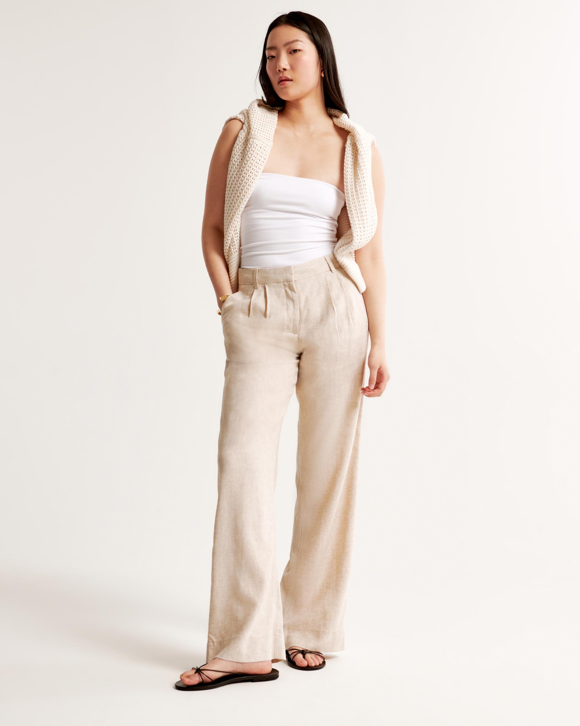A&F Sloane Low Rise Tailored Linen-Blend Pant Product Image