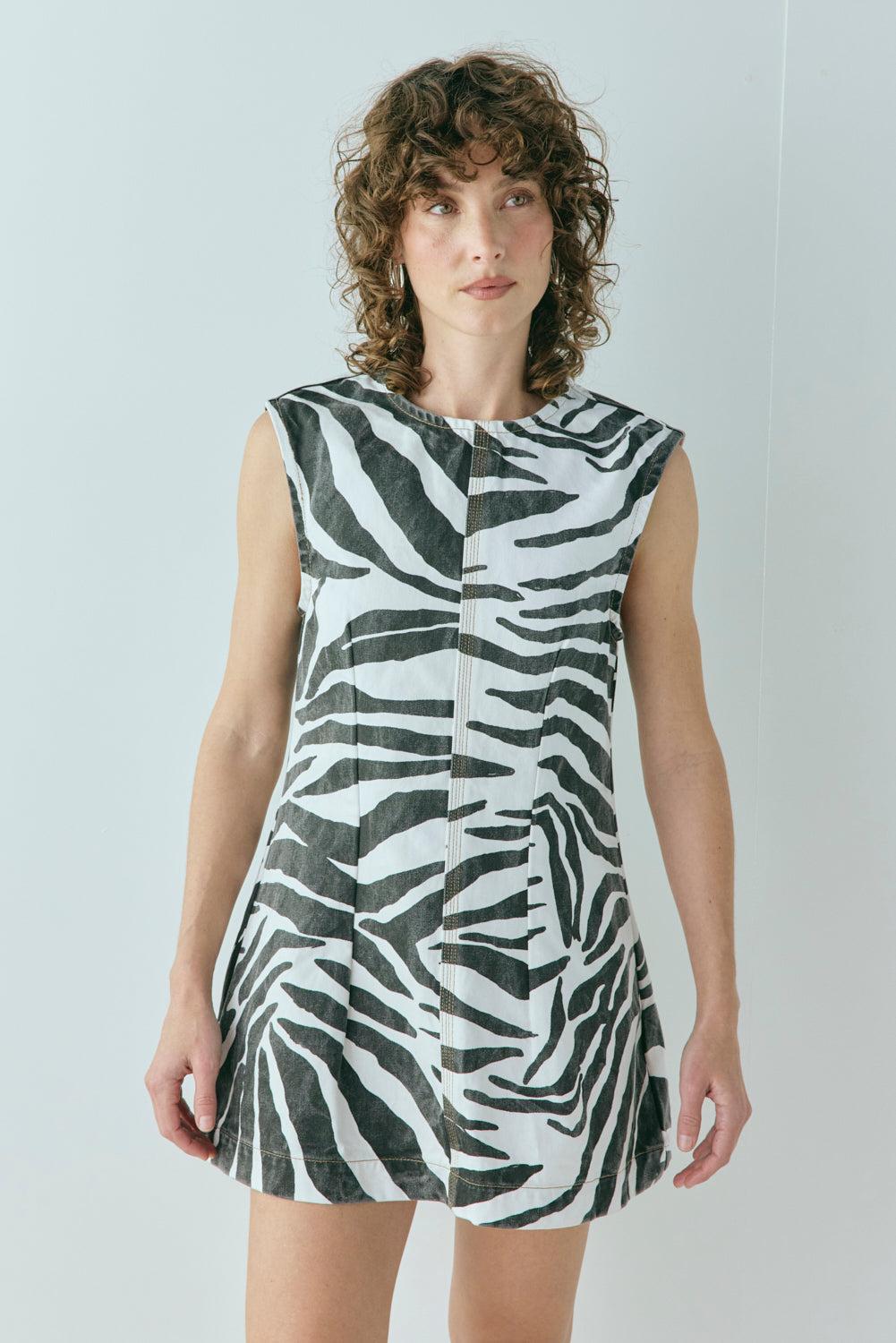 Lolita Denim Mini Dress Zebra Product Image