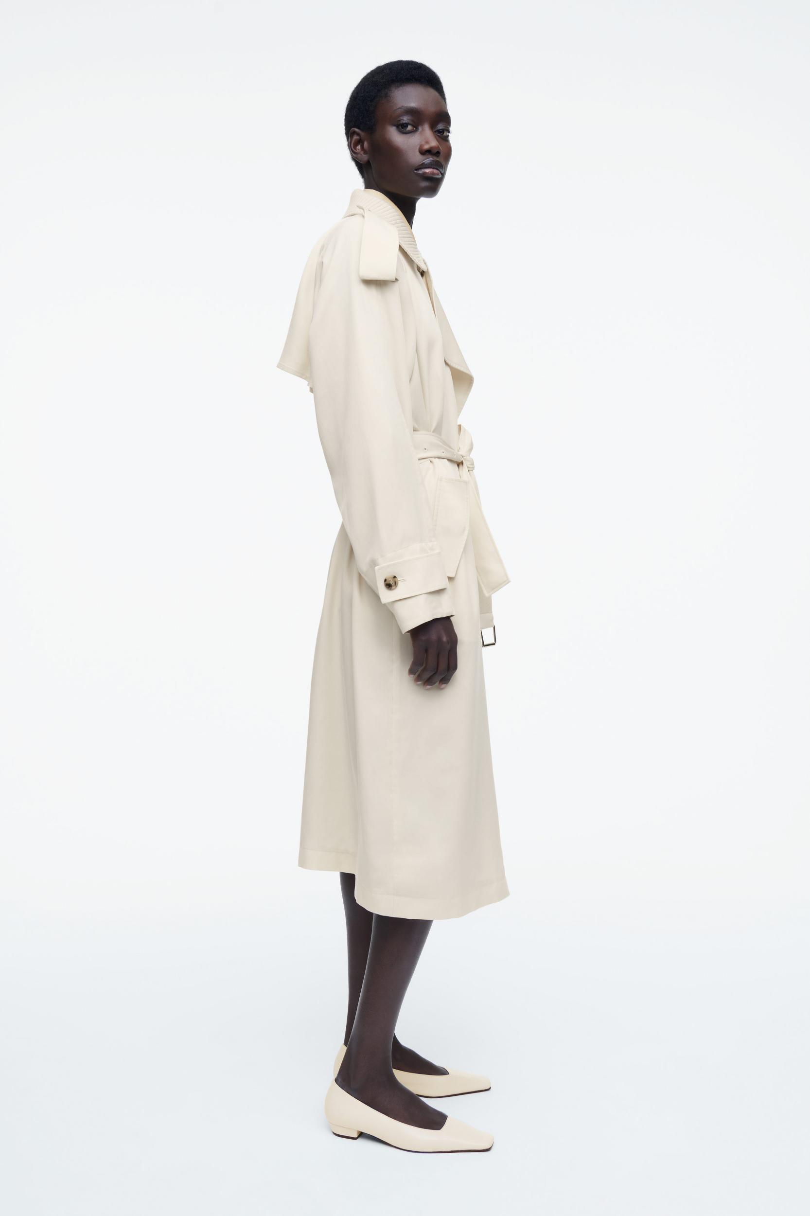 KNITTED-COLLAR TRENCH COAT Product Image