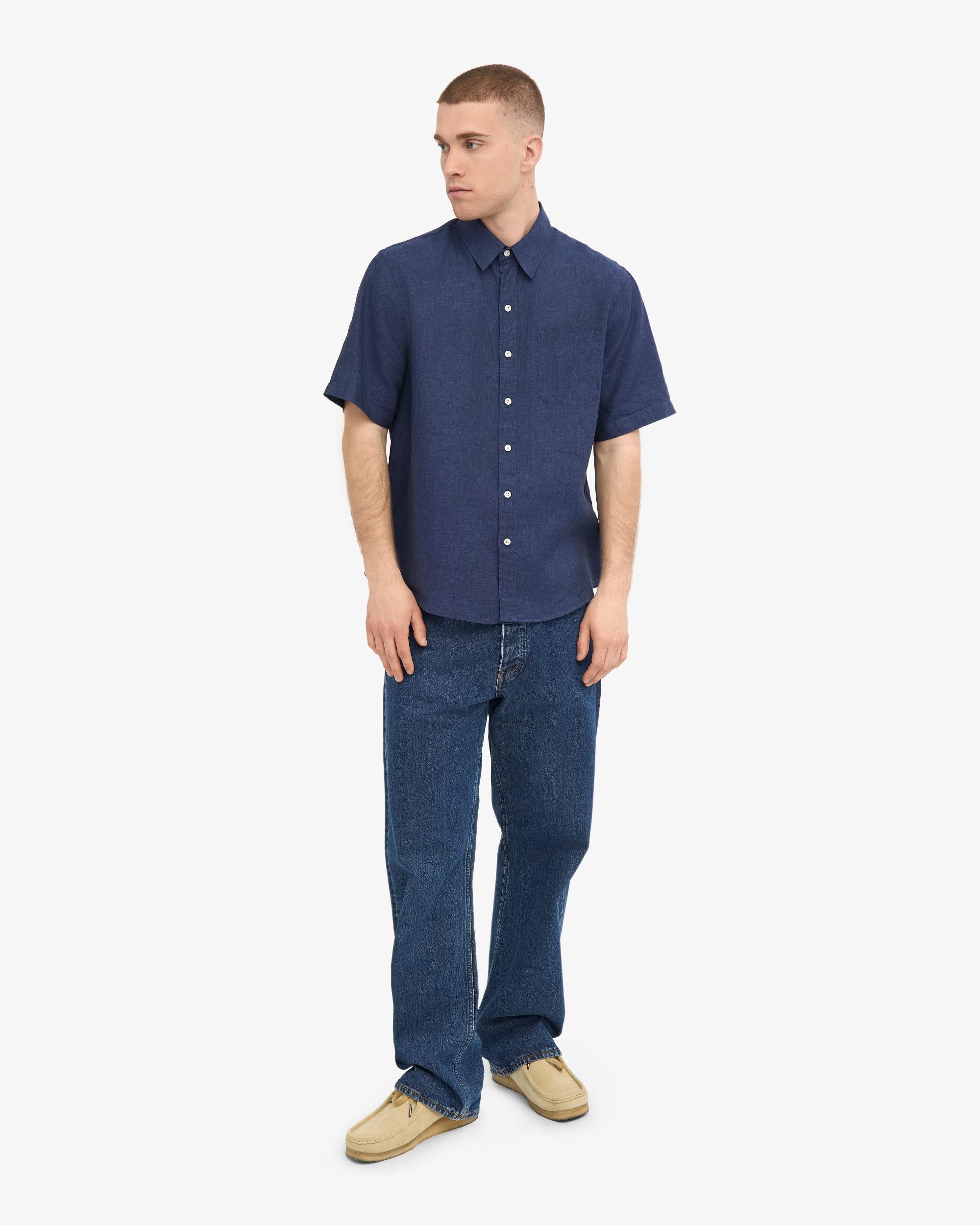 Linen SS Shirt - Petrol Blue Product Image