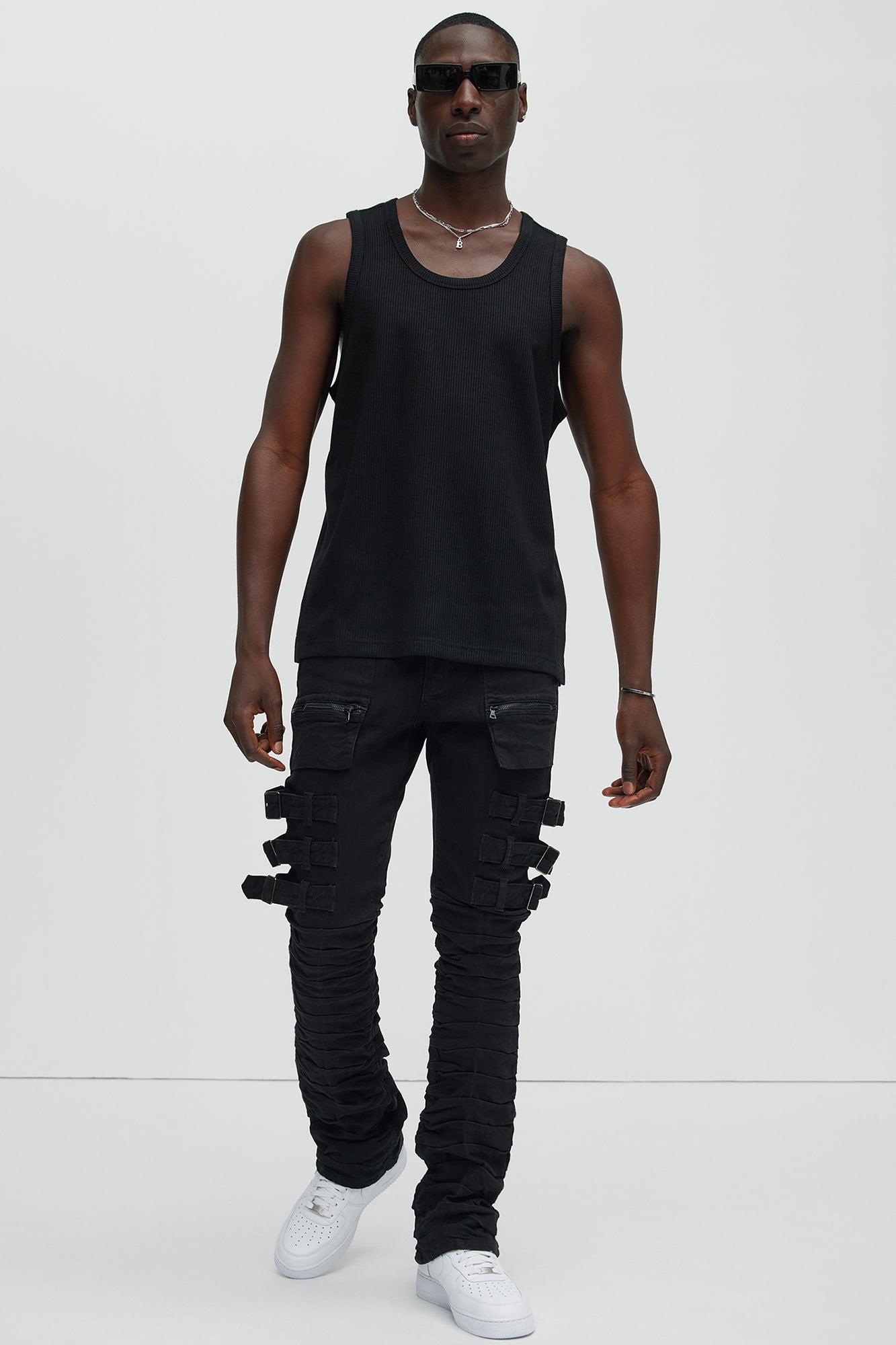 Kalel Textured Tank Top - Black Product Image