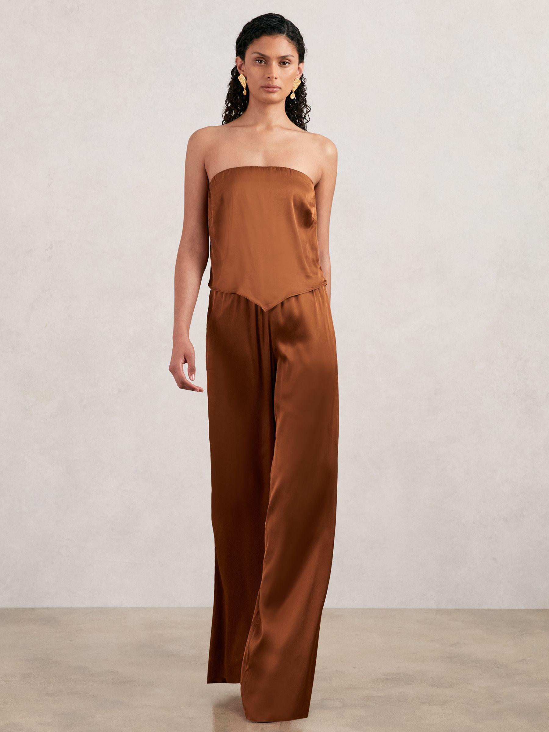 Good American Satin Handkerchief Top in Copper Product Image