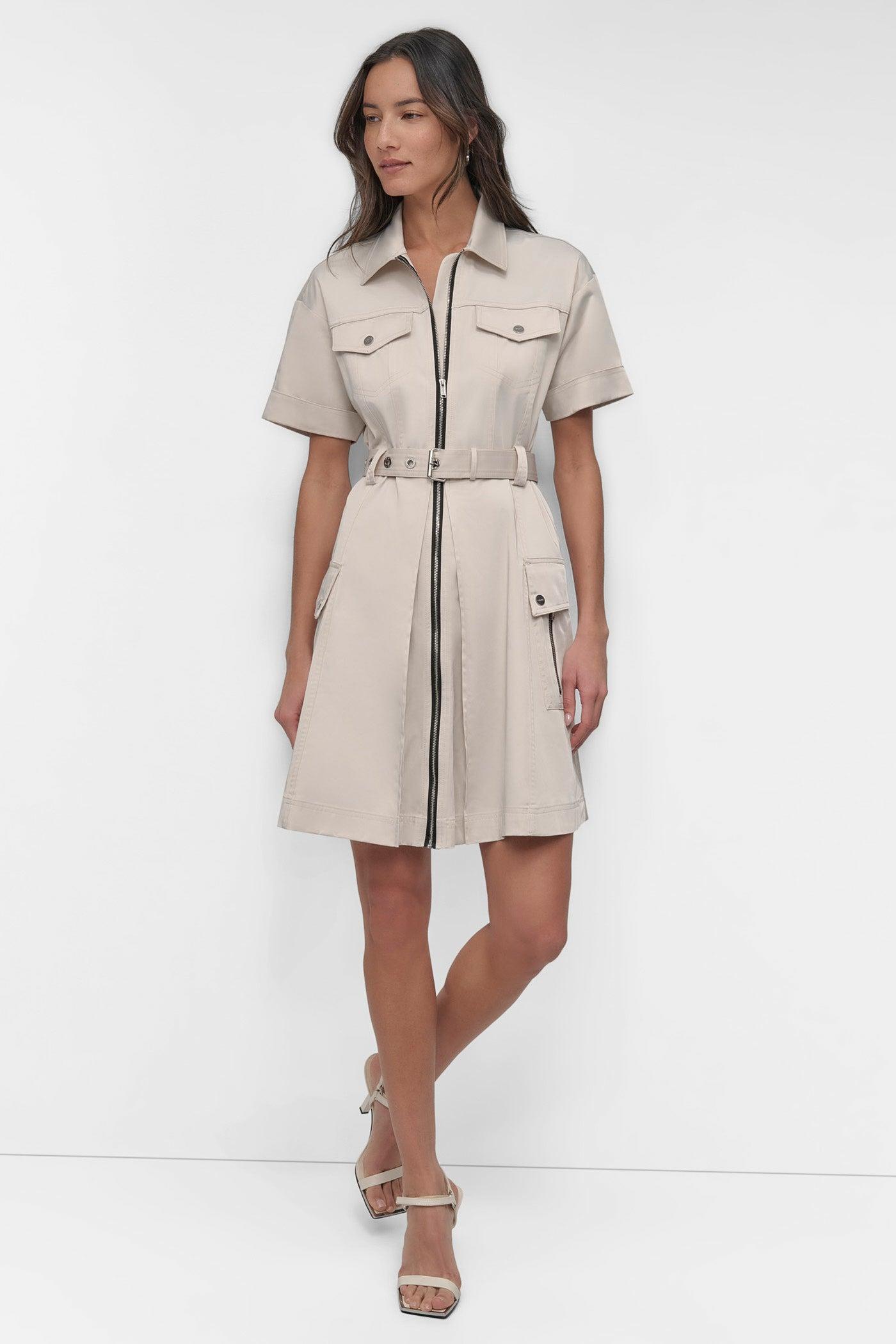 SHIRT DRESS WITH FRONT ZIPPER Product Image
