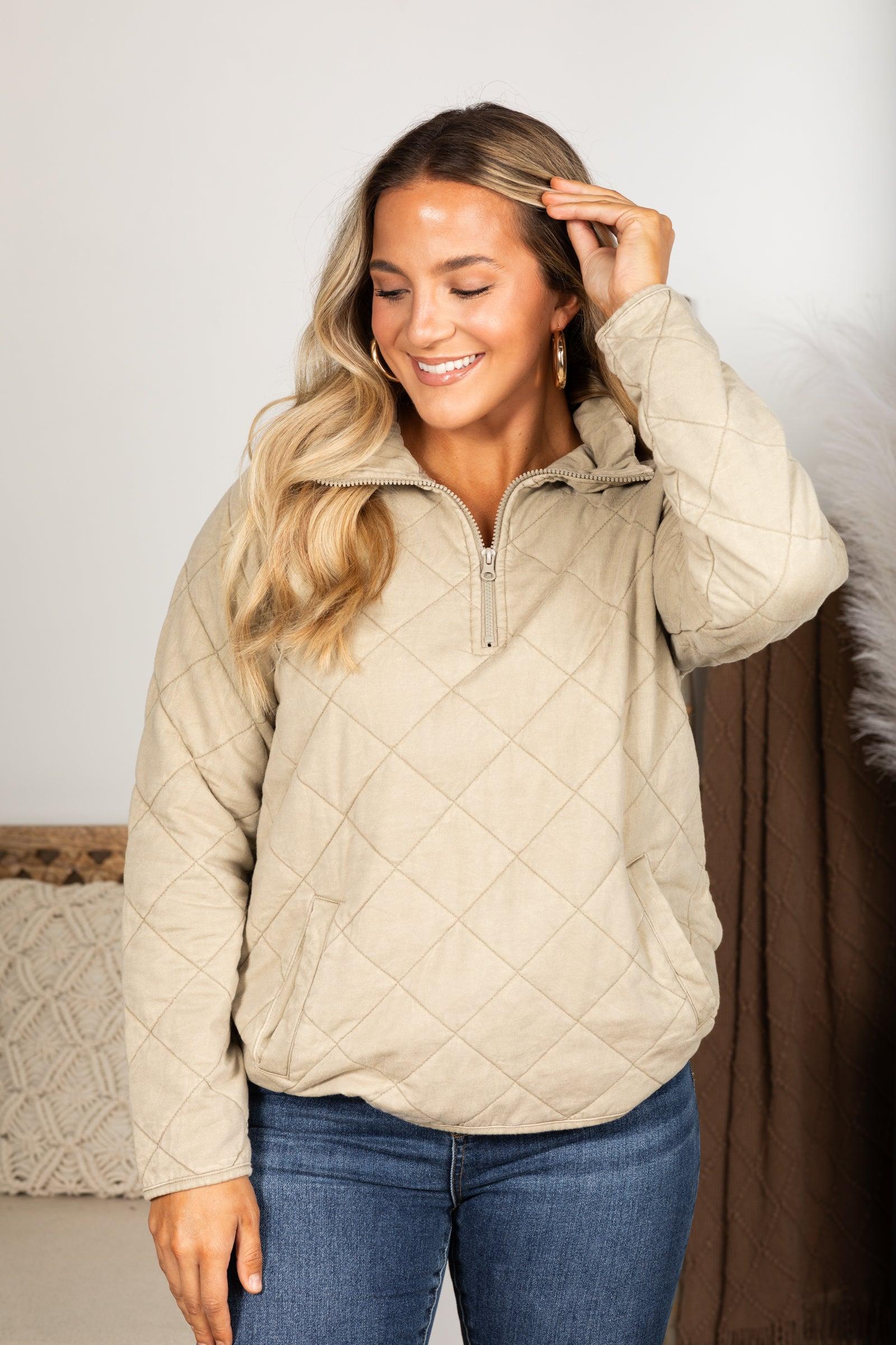 Quilted Mineral Washed Half-Zip Pullover Product Image