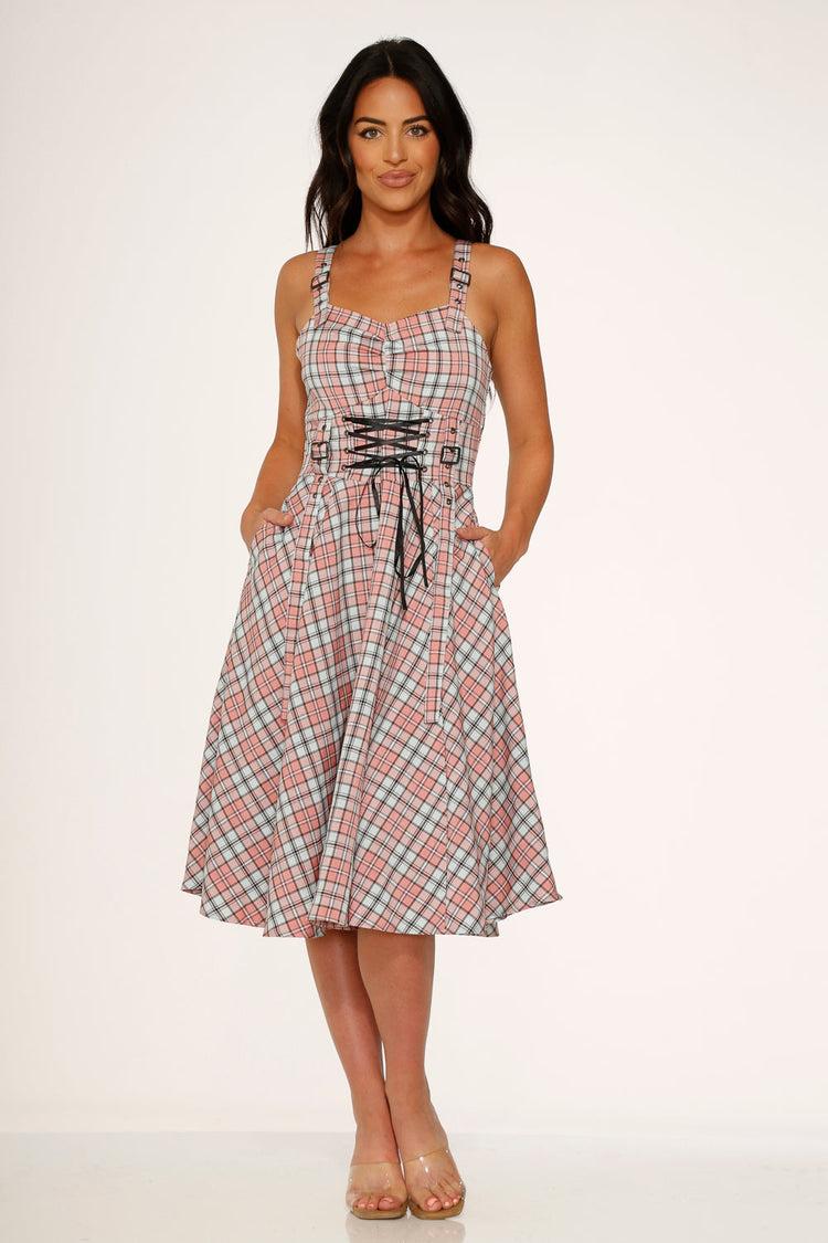 Pink Plaid Swing Dress Product Image
