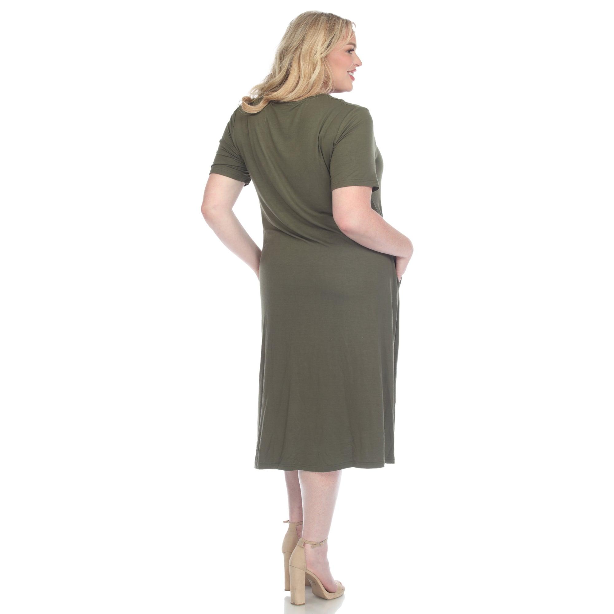 Short Sleeve Pocket Swing Midi Dress - Plus Product Image