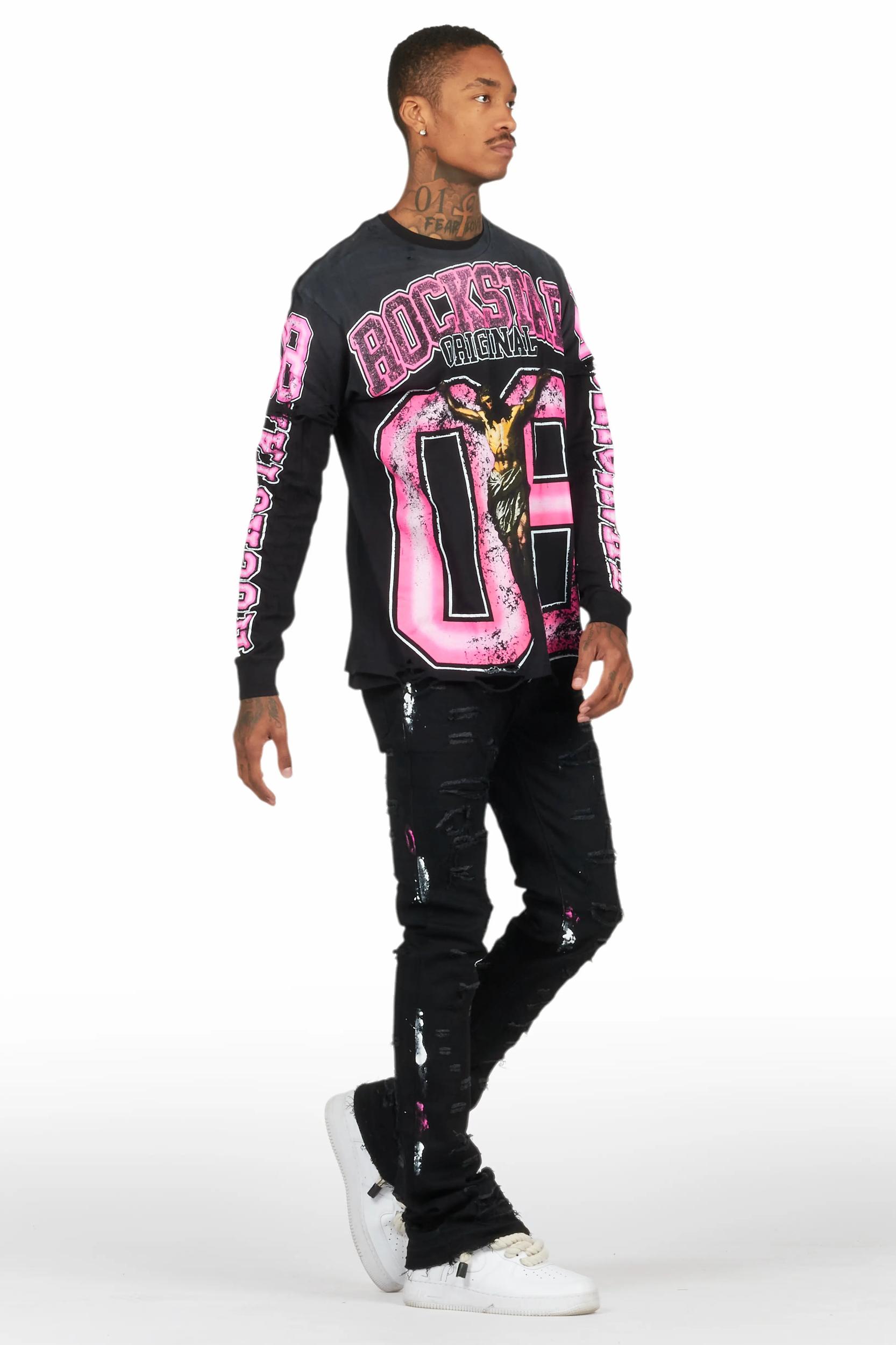 Fields Black Double Layer T-Shirt/Stacked Flare Jean Bundle Male Product Image