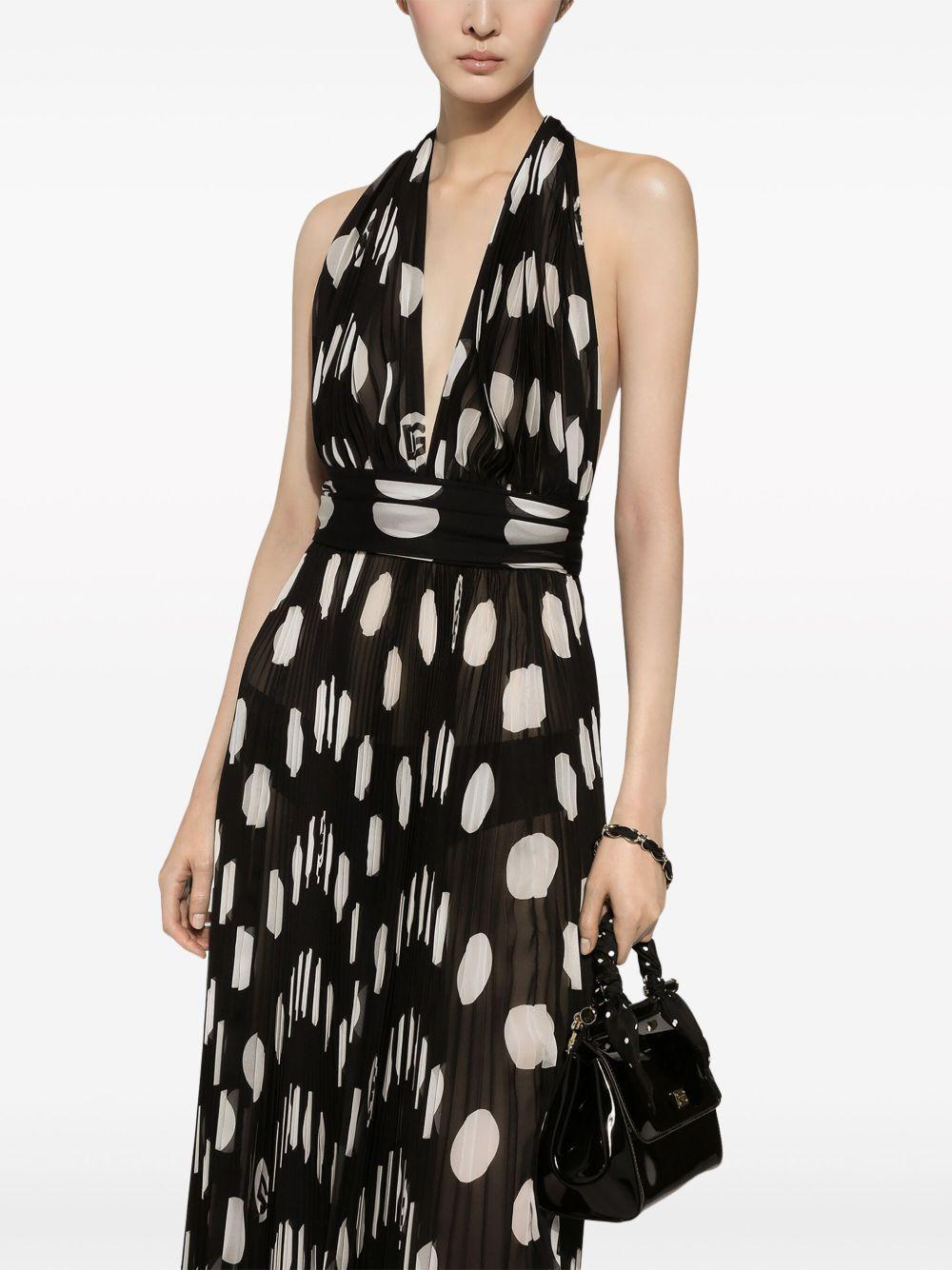 polka-dot pleated midi dress Product Image