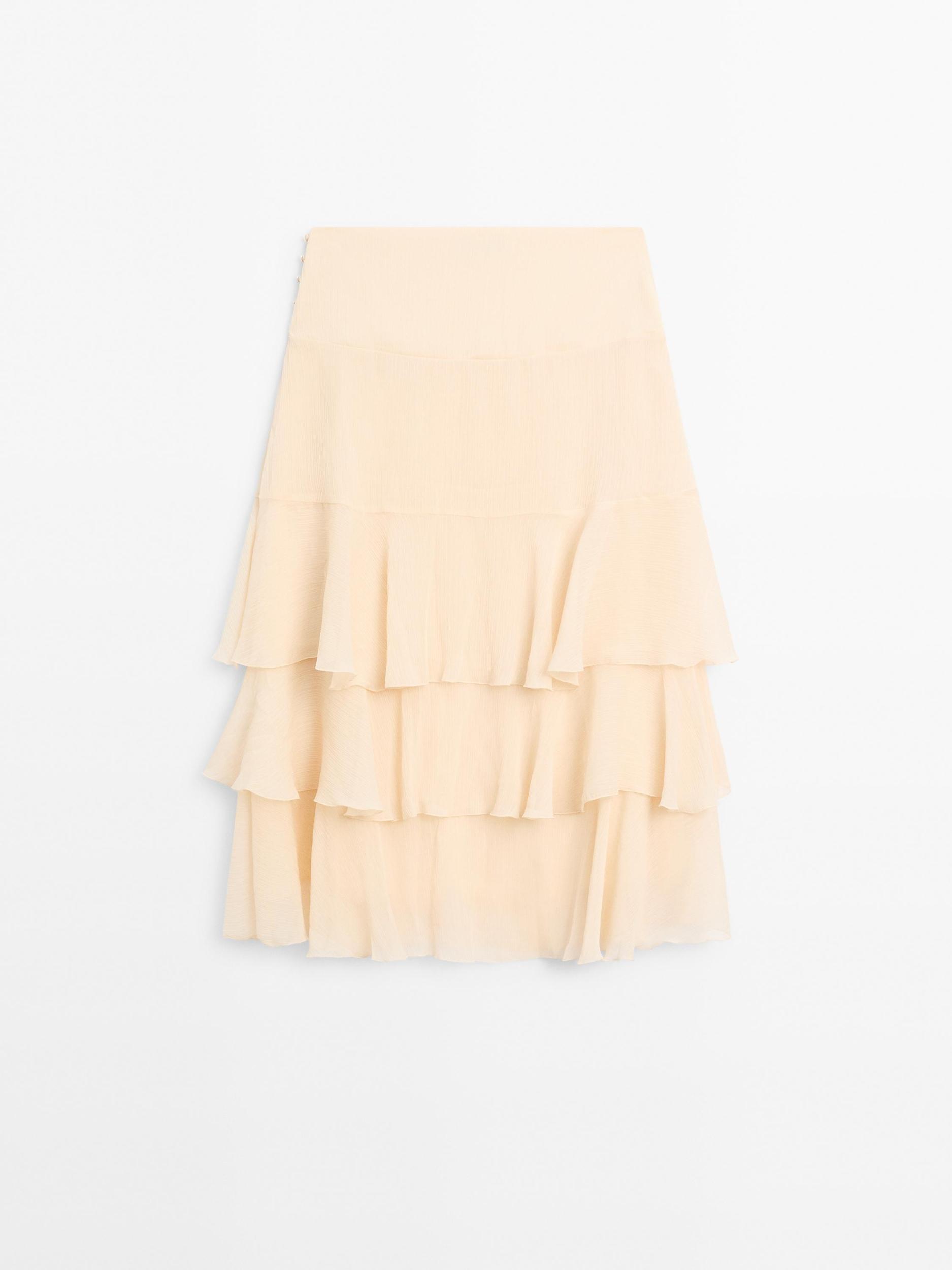 Long ruffled skirt with sash Product Image