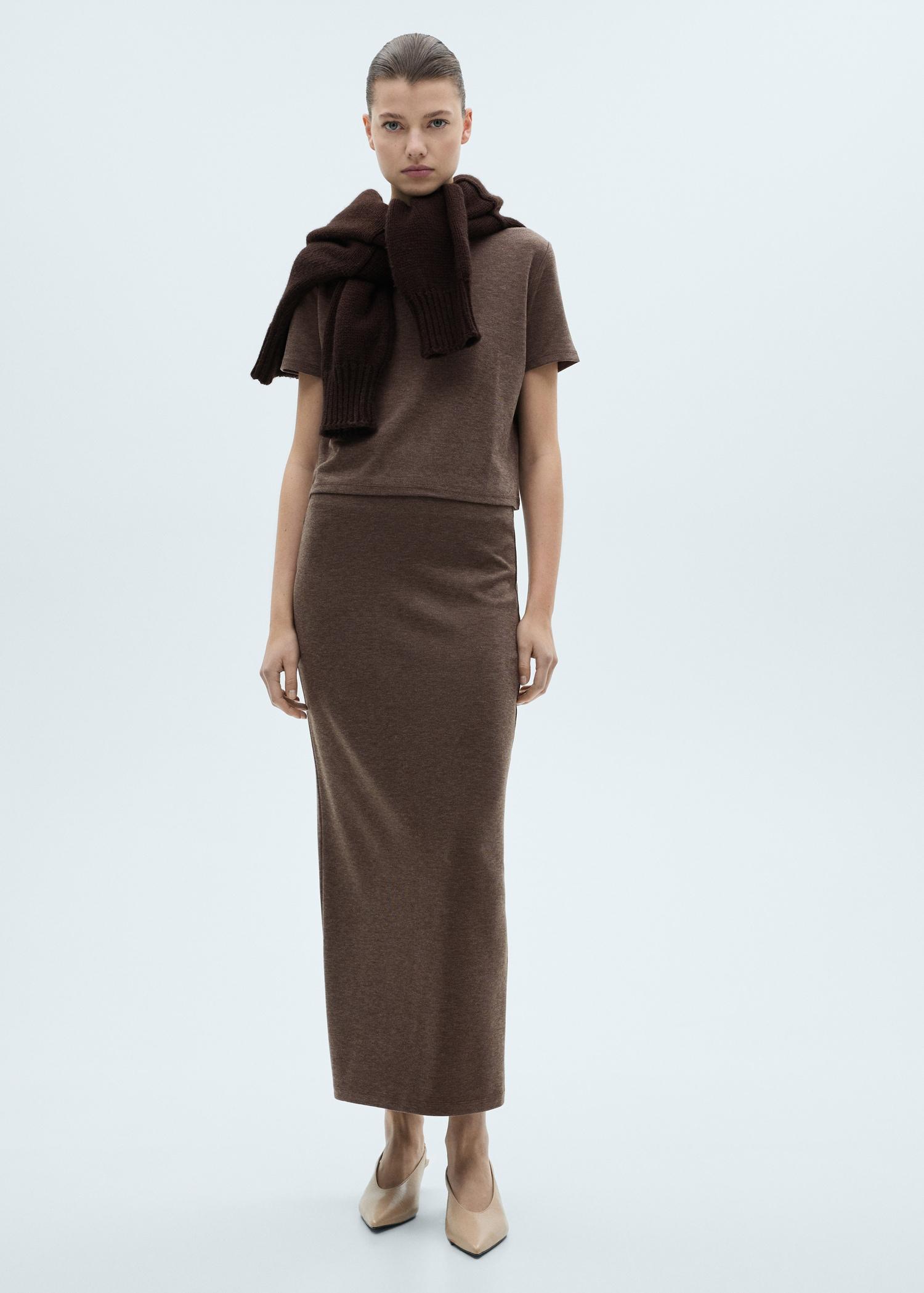Slit knitted skirt - Women | MANGO USA Product Image