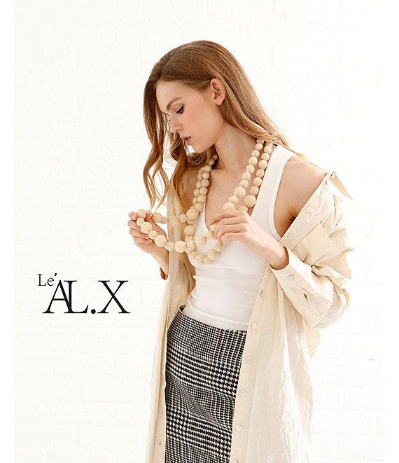 Le' AL.X Woven Point Collar Long Sleeve Button Front Shirttail Below the Knee Dress Product Image