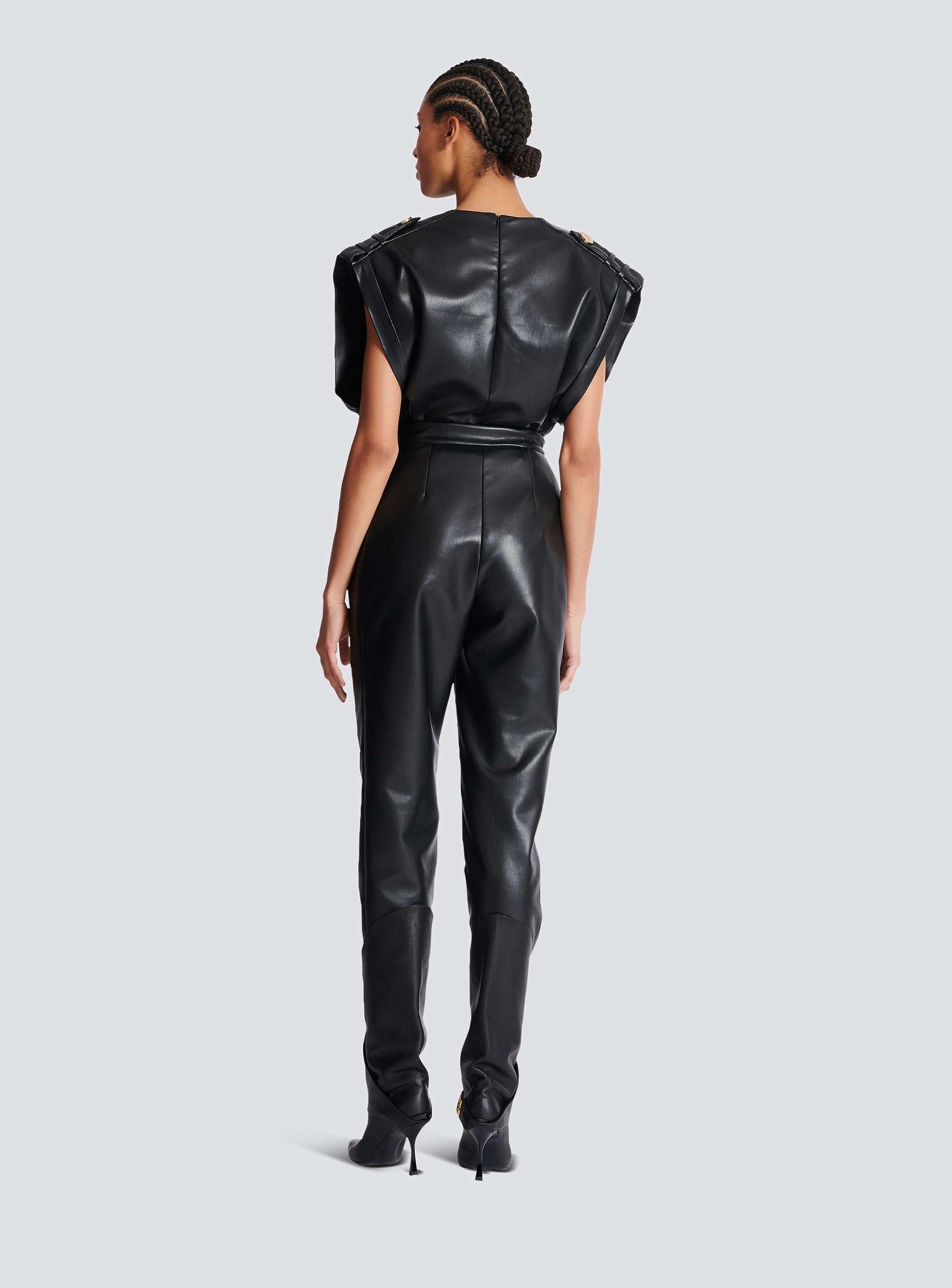 High-waisted faux leather trousers Product Image