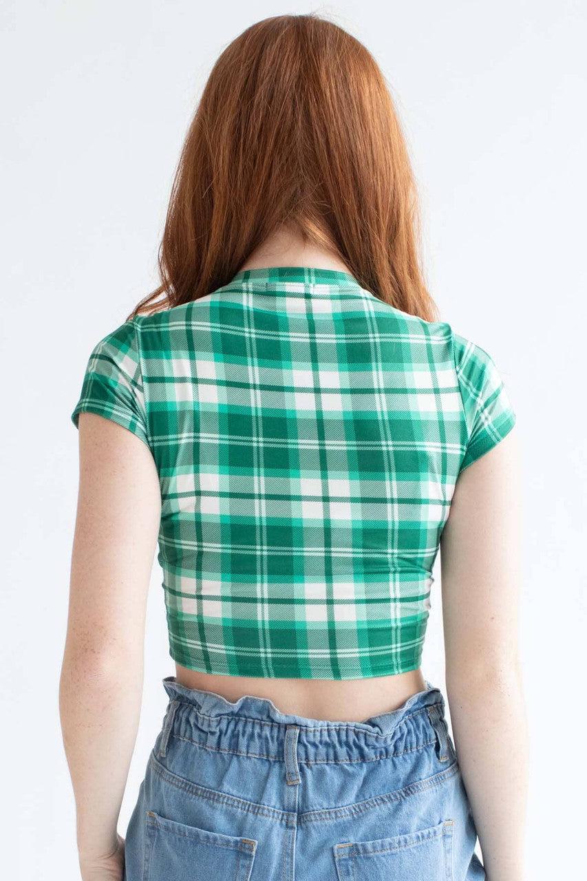 Green Plaid Cropped Tee Product Image