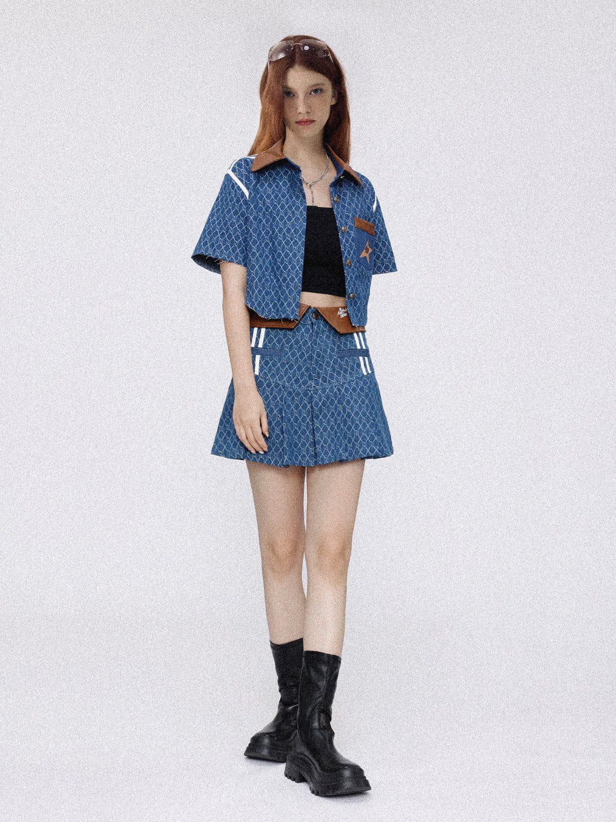 Aelfric Eden Vintage Denim Jacquard Skirt Female Product Image