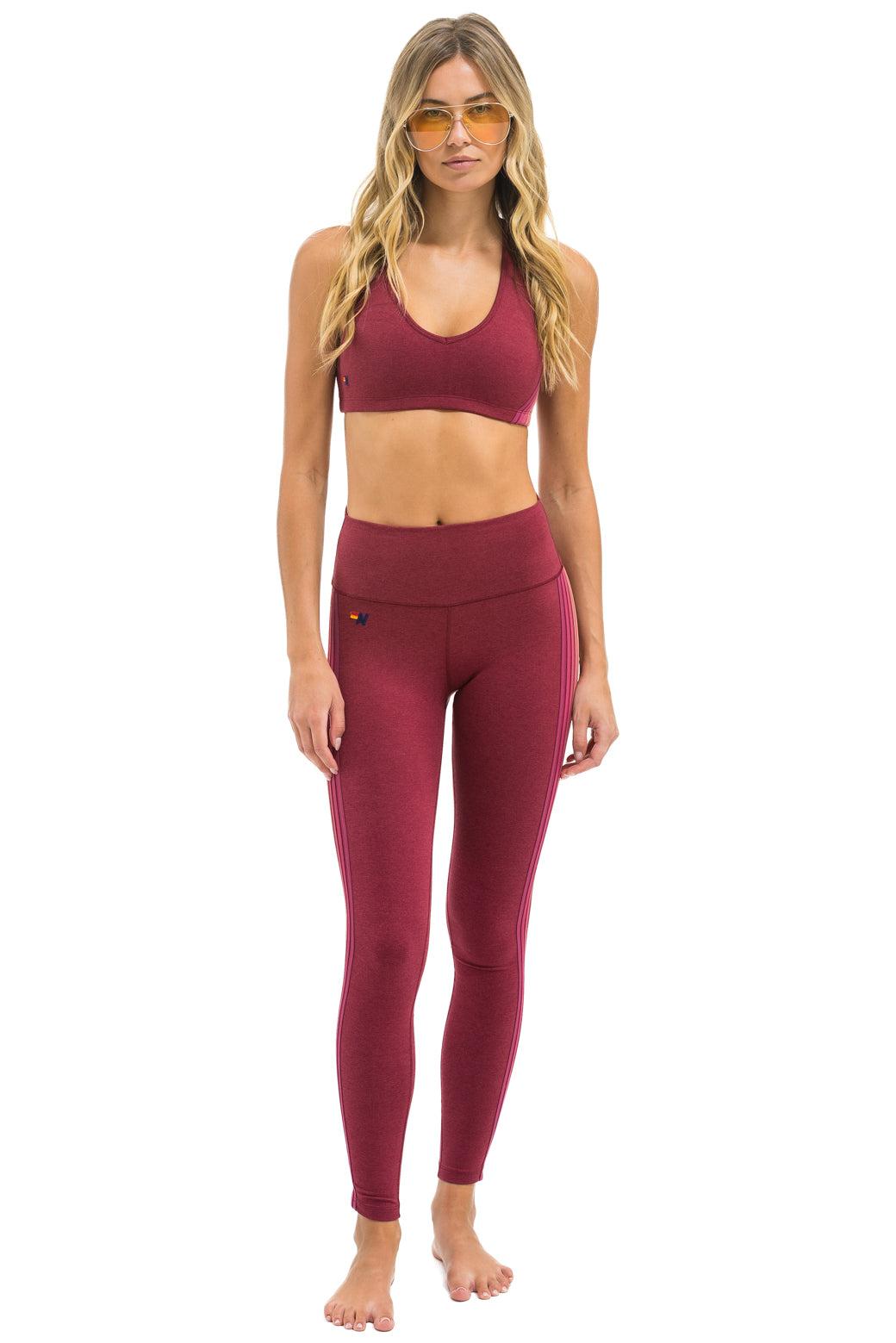 FULL LENGTH HI-RISE 5 STRIPE LEGGINGS - BERRY Female Product Image