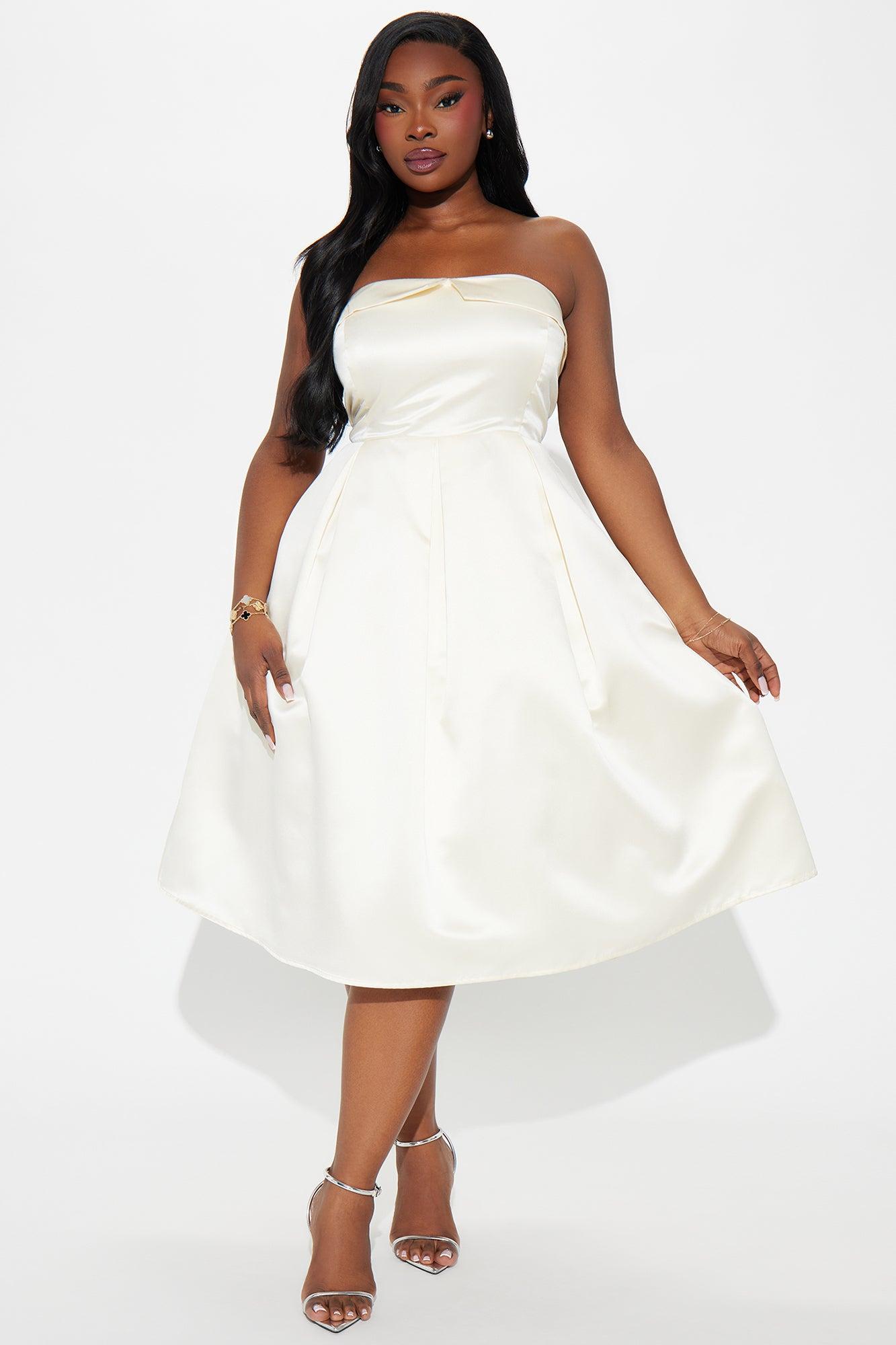 Kind Heart Satin Midi Dress - Ivory Product Image