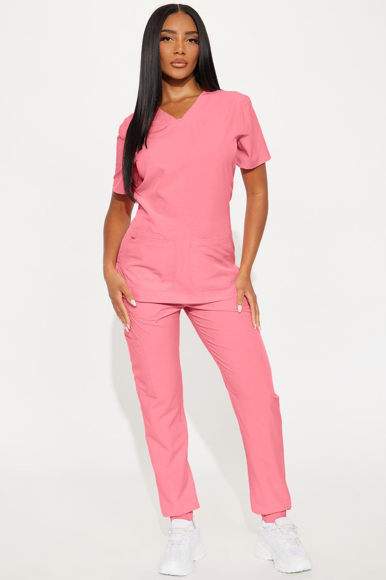 Care For You 4 Way Stretch Scrub Uniform Jogger Set - Peach Female Product Image