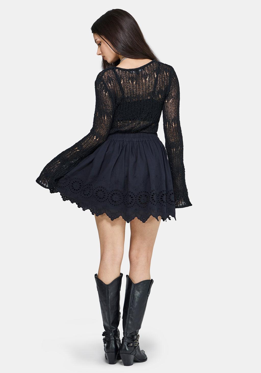 Moirae Contrast Broderie Hem Mini Skirt Product Image