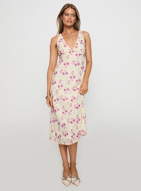 Nellie Midi Dress Yellow Floral Product Image