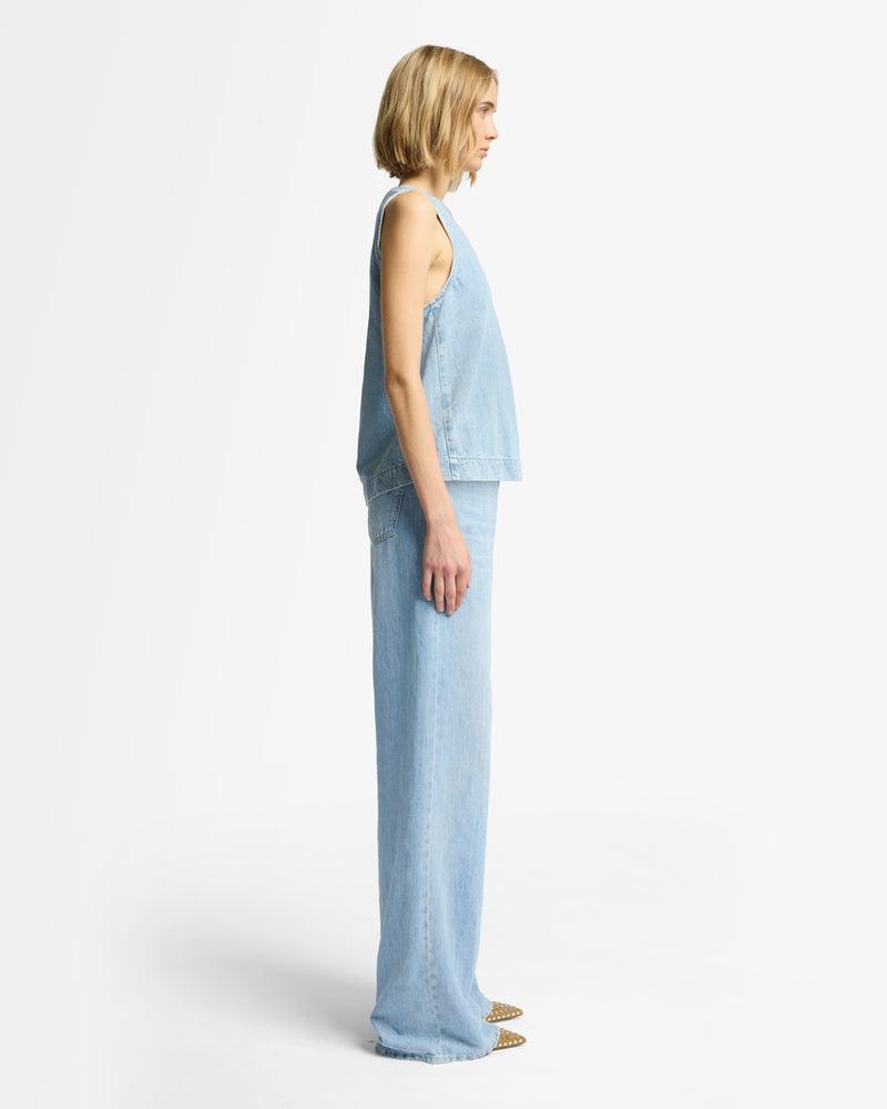 Indigo Linen Sleeveless Top Product Image