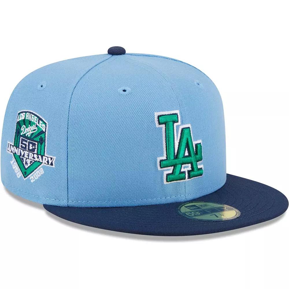 Men's New Era Light Blue/Navy Los Angeles Dodgers Green Undervisor 59FIFTY Fitted Hat,  Product Image