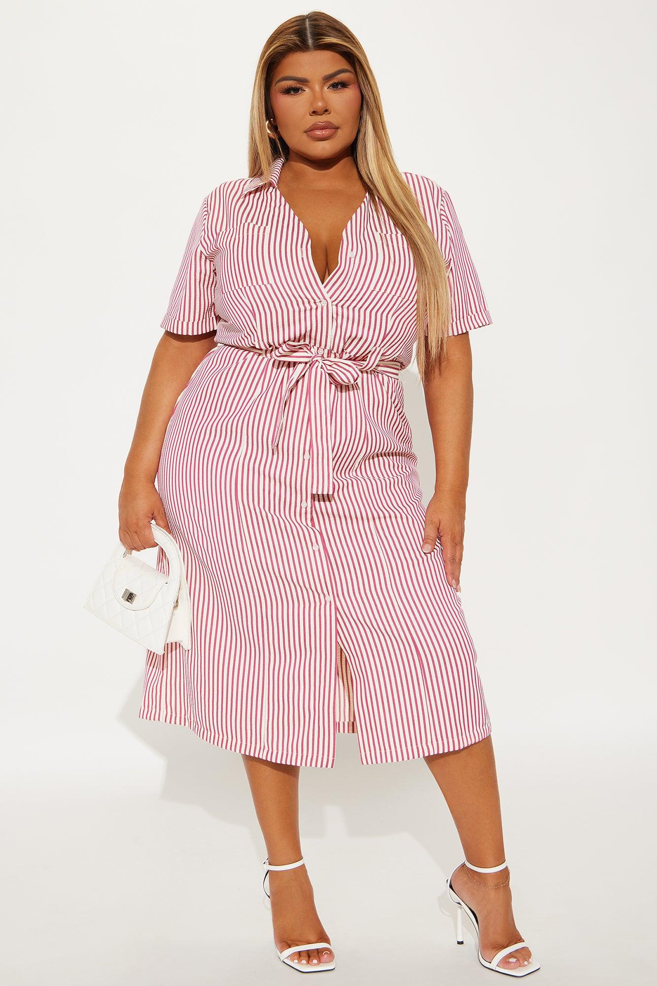 Beach House Getaway Striped Midi Dress - Red/combo Product Image