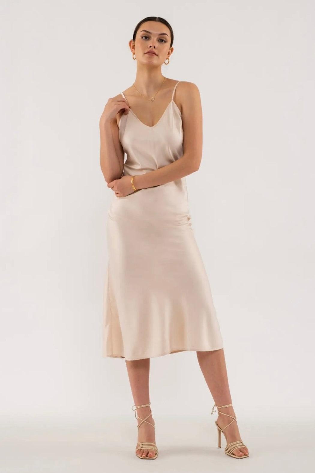 V Neck Slip On Midi Dress Product Image