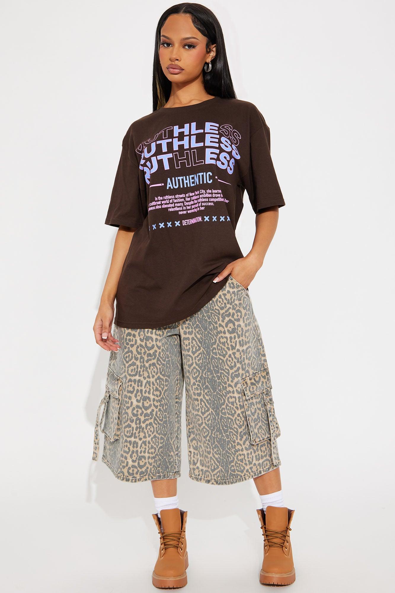 Ruthless Oversized Tee - Brown Product Image