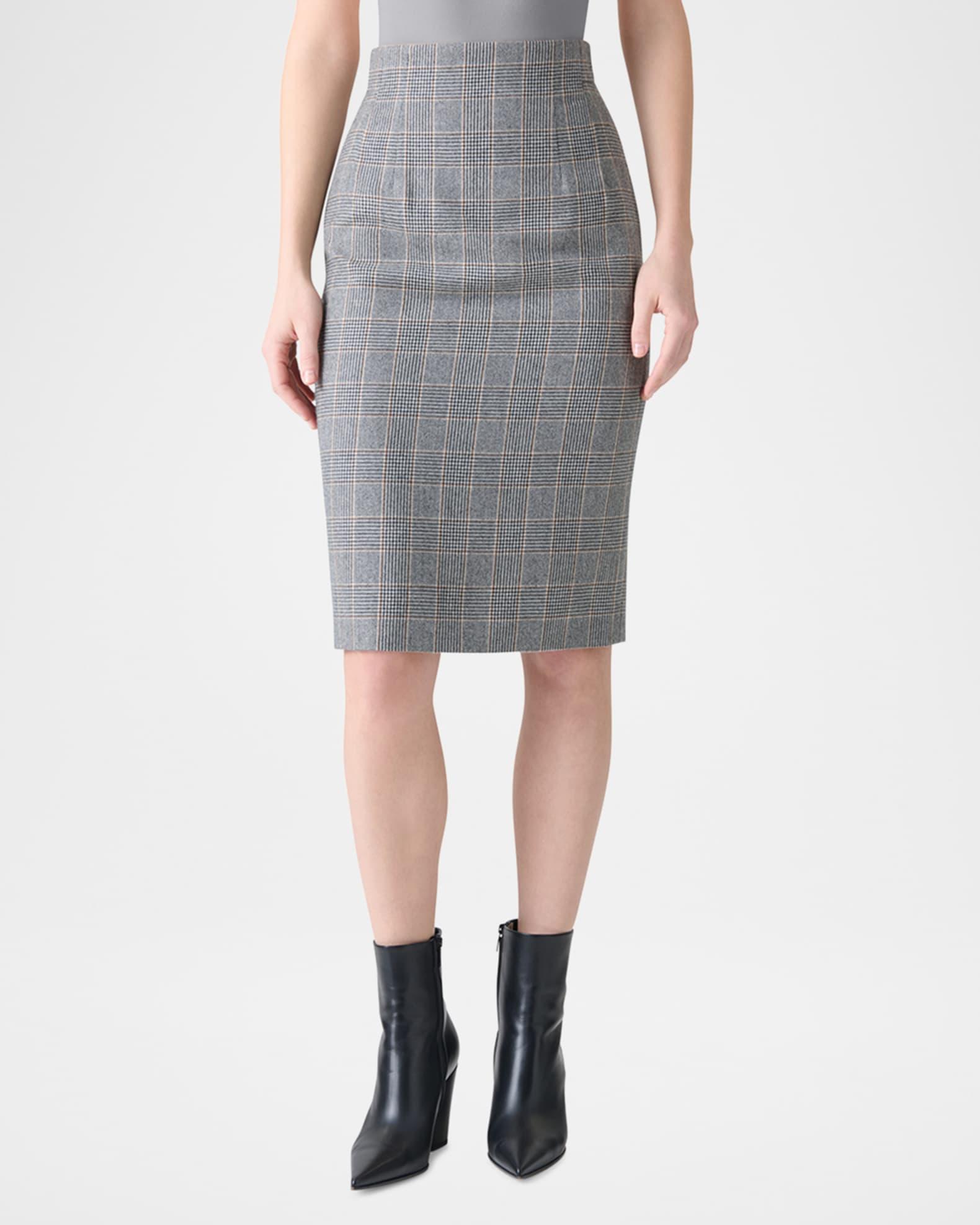 Prince Of Wales Cashmere Pencil Skirt Product Image