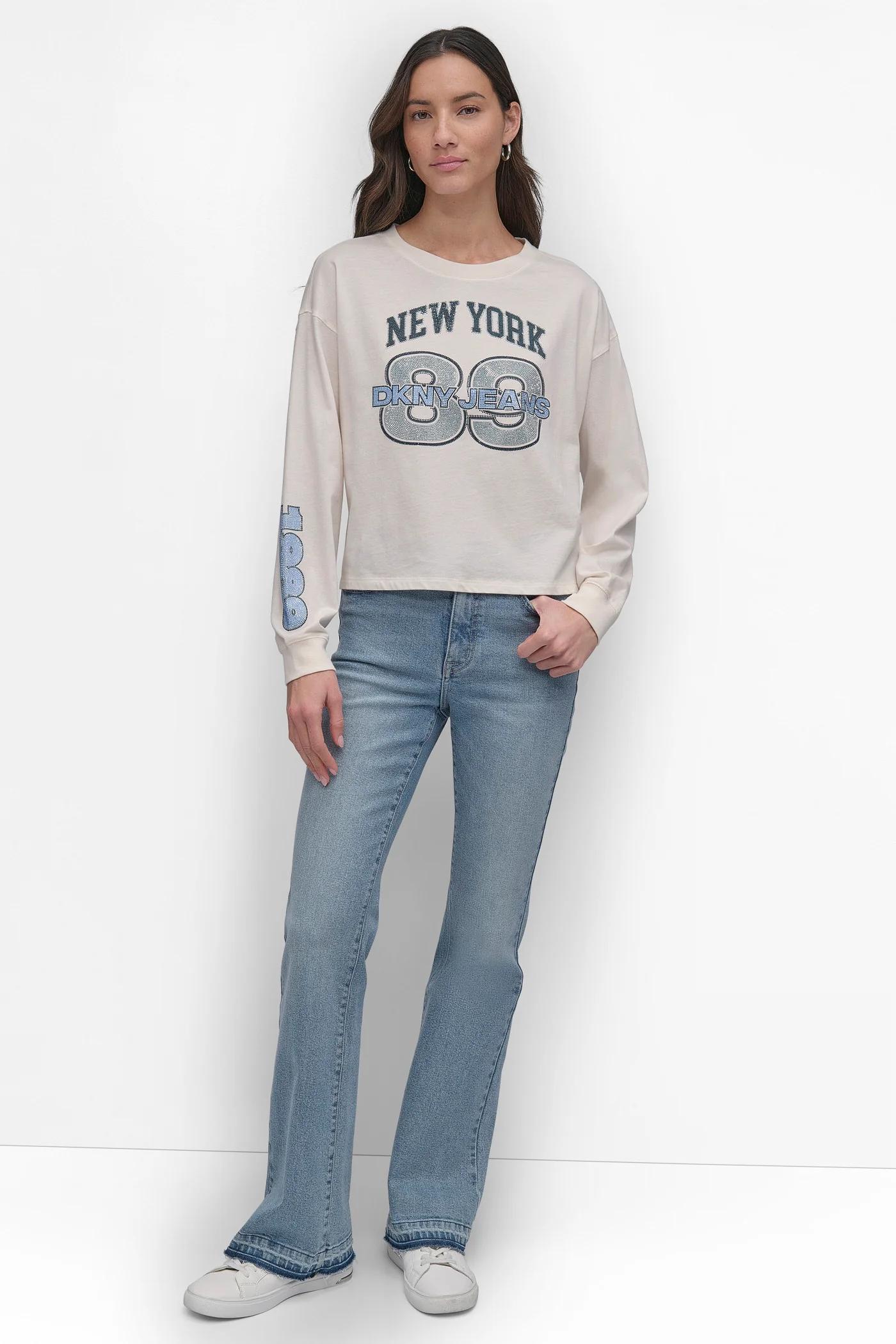 89 MULTI COLOR RHINESTONE LOGO LONG SLEEVE TEE Product Image